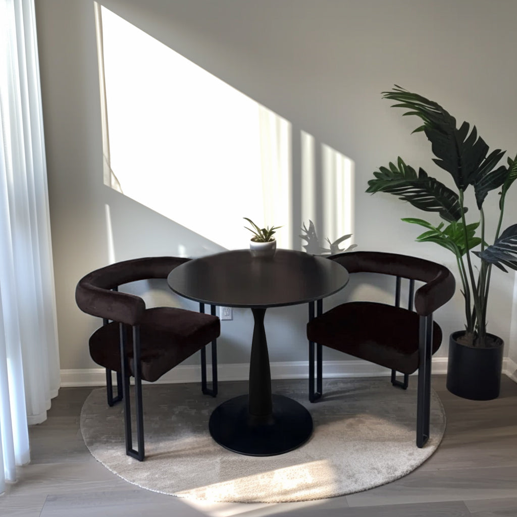 New Haven & Mia 35" Black Round Dining Table Set for 2 (3-Piece)
