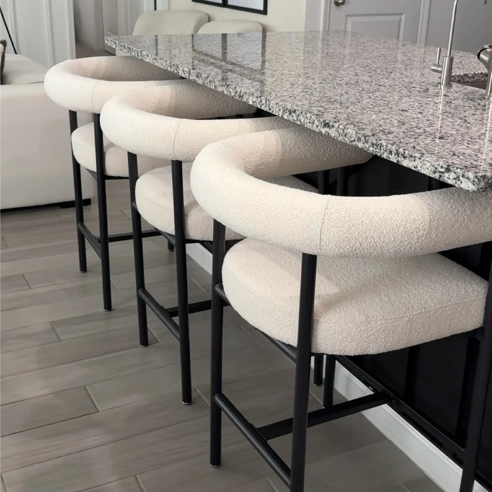 New York 24" Boucle Counter Stool with Arms (Set of 3)