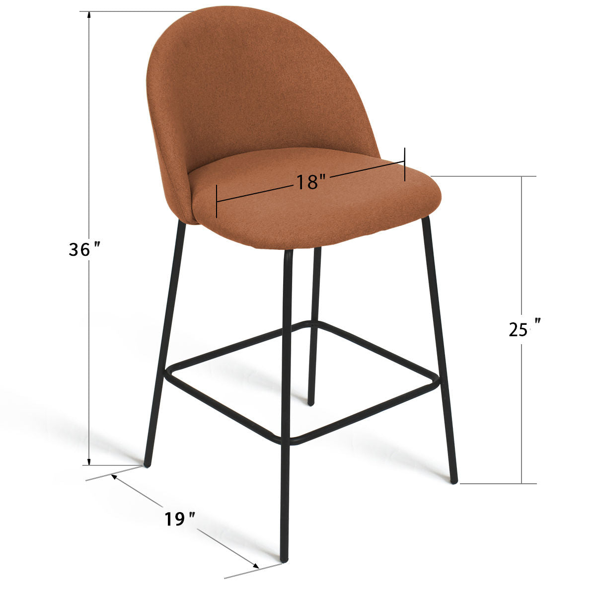 [Closeout-Only 129.99$]Nano 25'' Upholstered Low Back Counter Stool (Set of 2)
