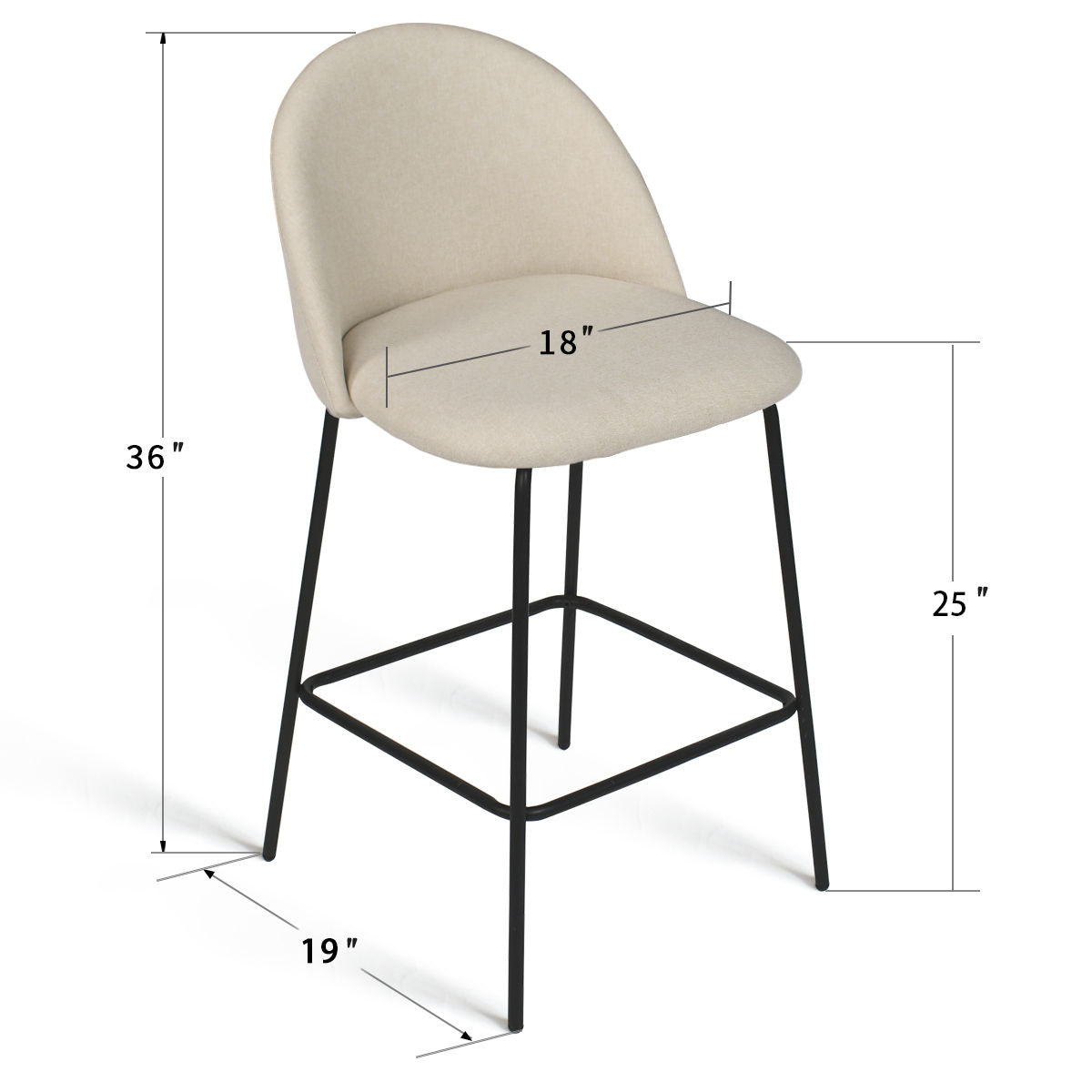 [Closeout-Only 129.99$]Nano 25'' Upholstered Low Back Counter Stool (Set of 2)