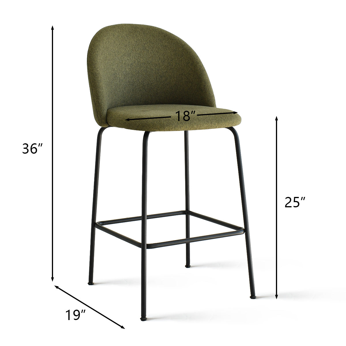 [Closeout-Only 129.99$]Nano 25'' Upholstered Low Back Counter Stool (Set of 2)