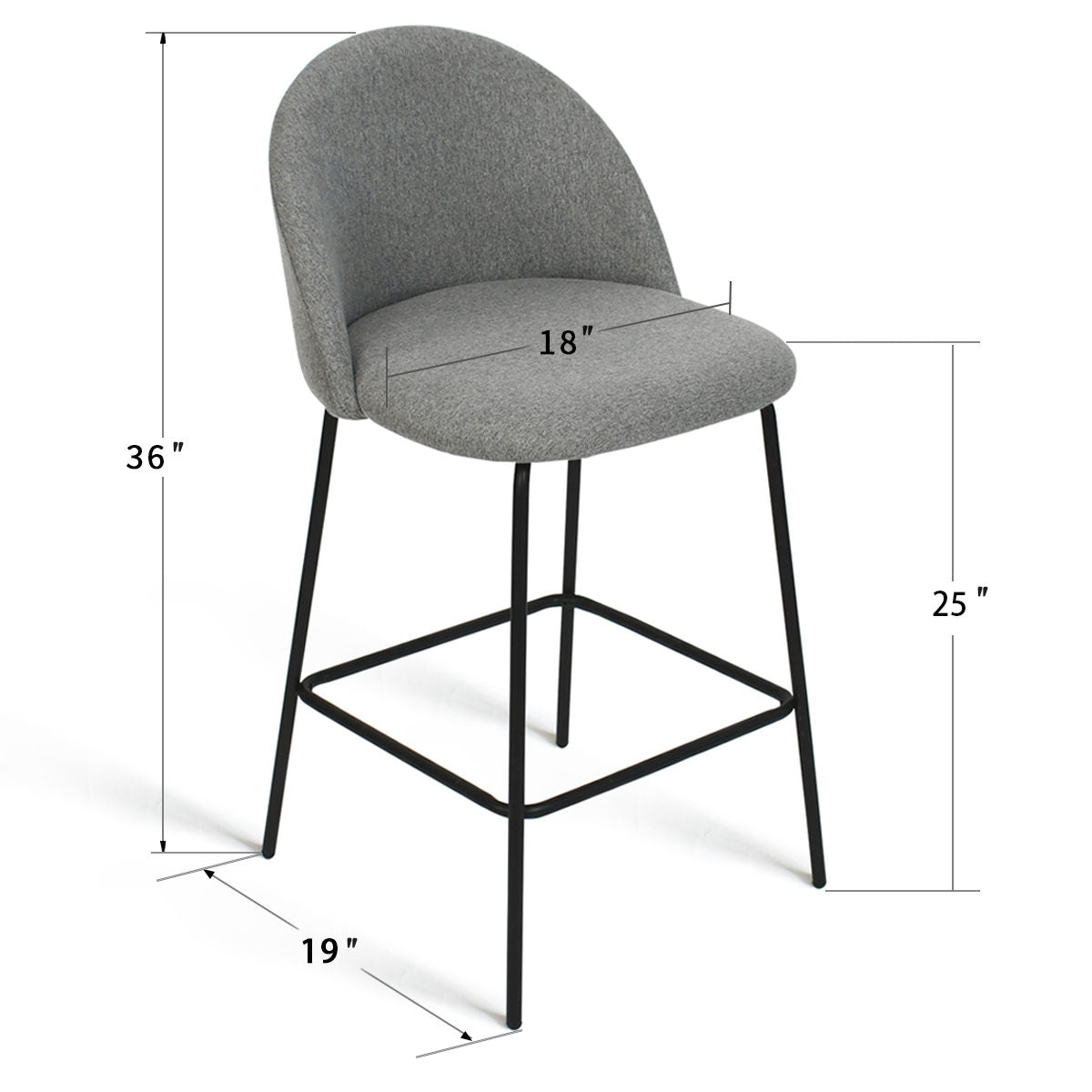[Closeout-Only 129.99$]Nano 25'' Upholstered Low Back Counter Stool (Set of 2)