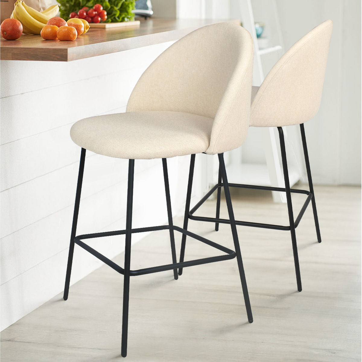 [Closeout-Only 129.99$]Nano 25'' Upholstered Low Back Counter Stool (Set of 2)