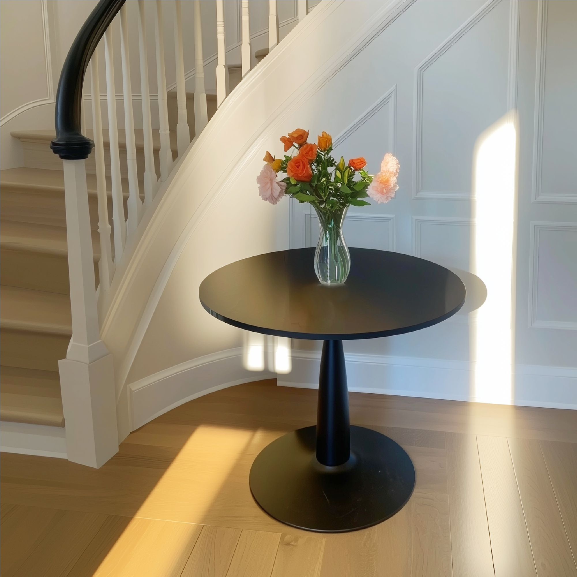 New Haven Modern 35" Black Round Dining Table