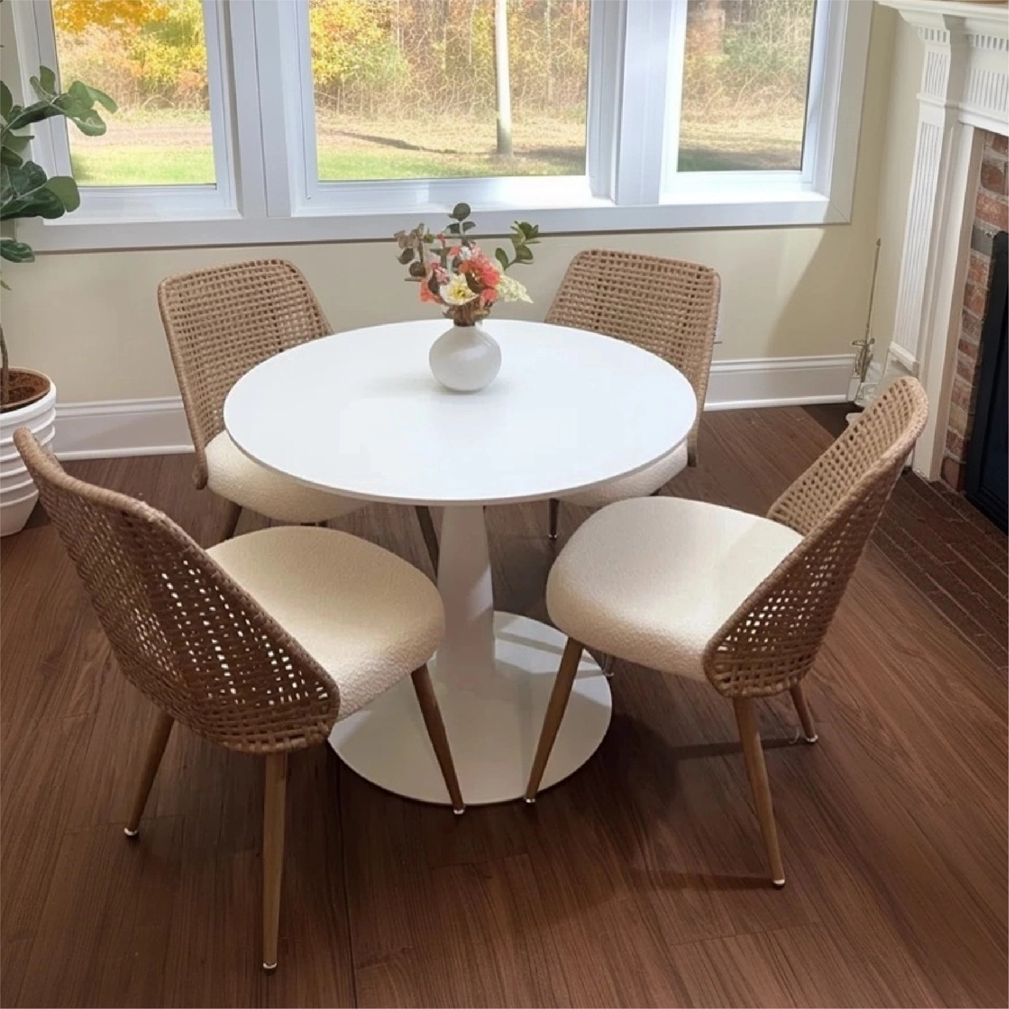 Nice Rattan Upholstered Dining Chair (Set of 4)