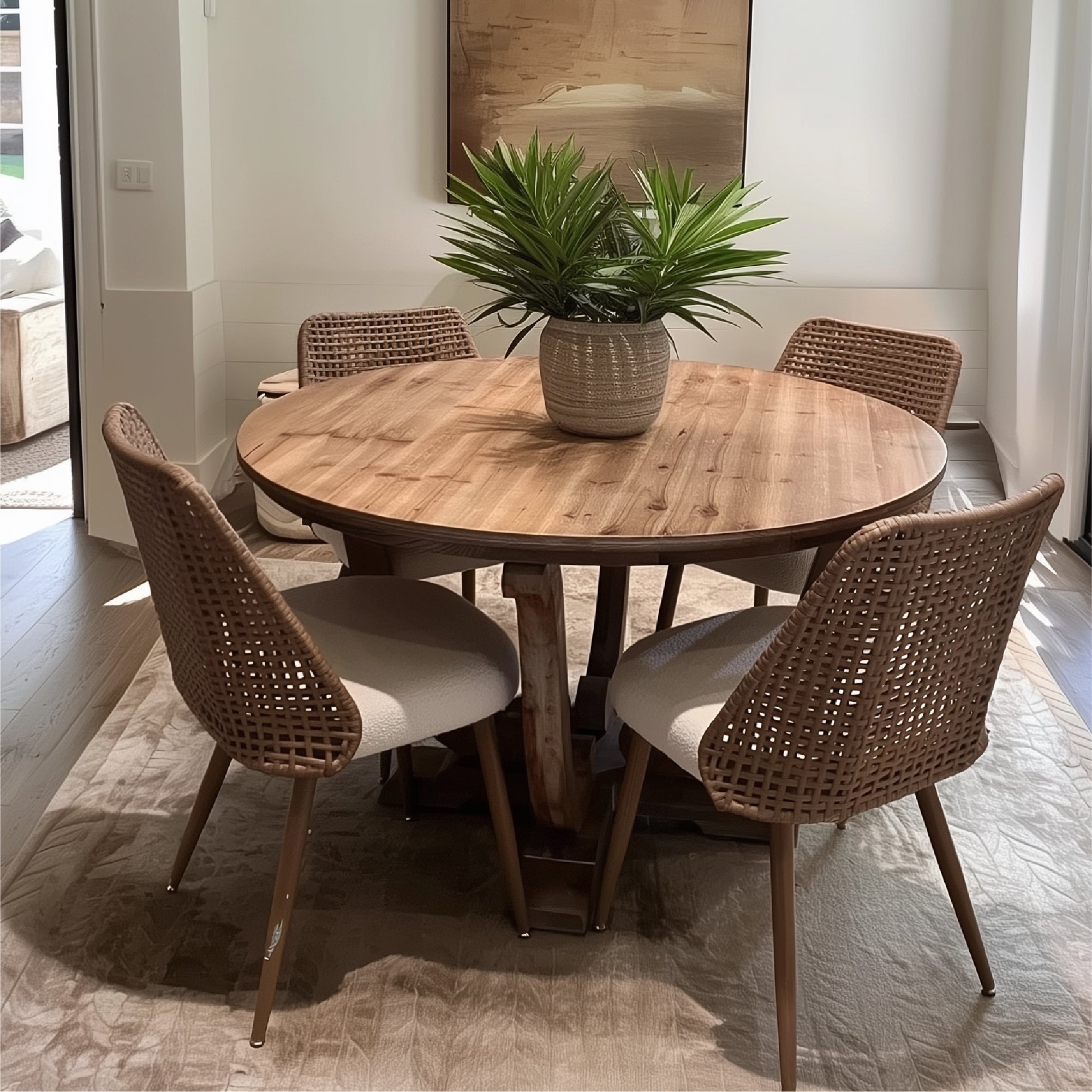 Nice Rattan Upholstered Dining Chair (Set of 4)
