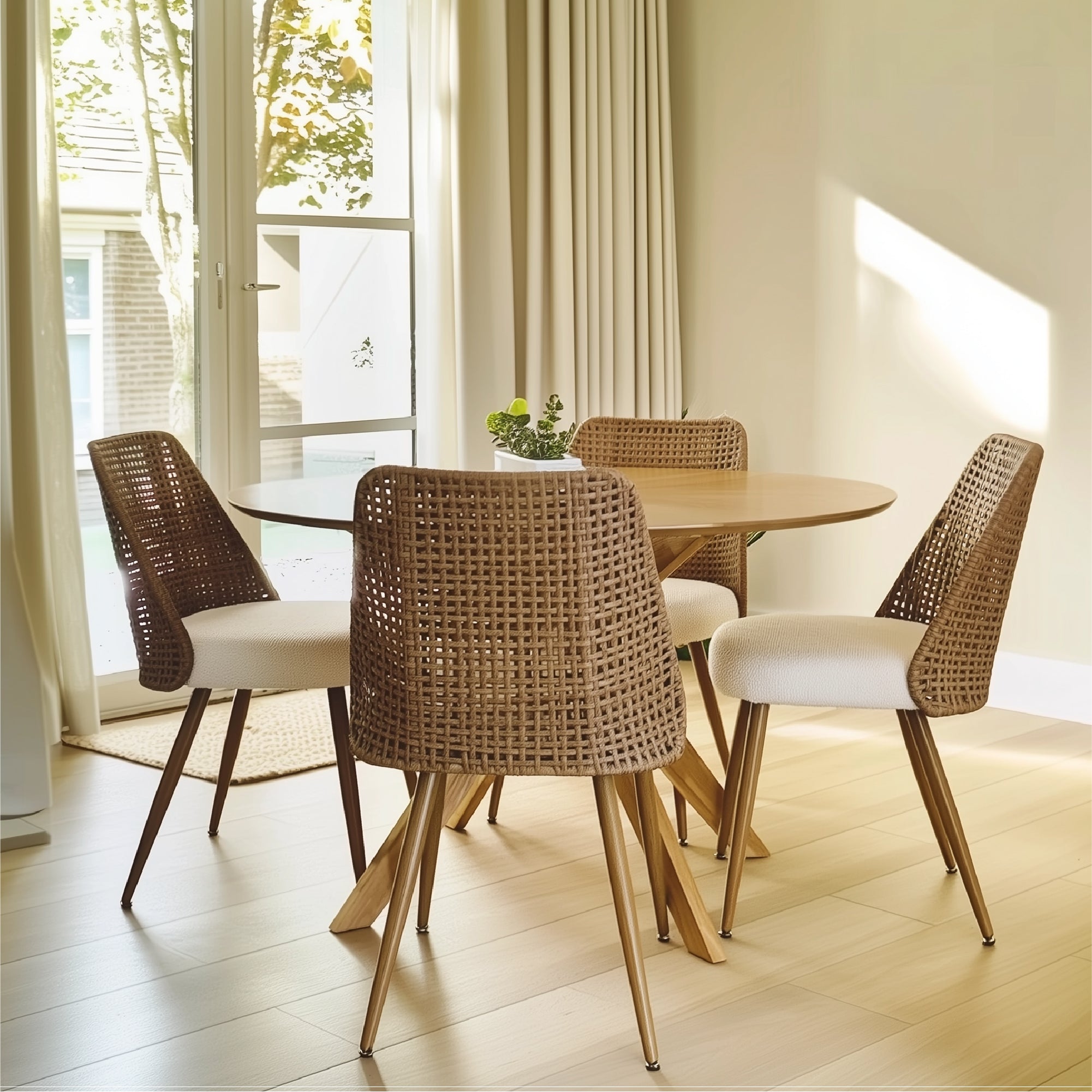 Nice Rattan Upholstered Dining Chair (Set of 4)