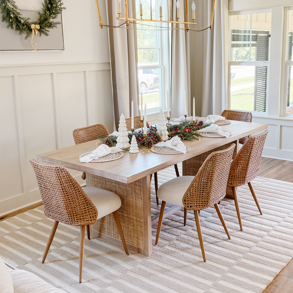 Nice Rattan Upholstered Dining Chair (Set of 6)