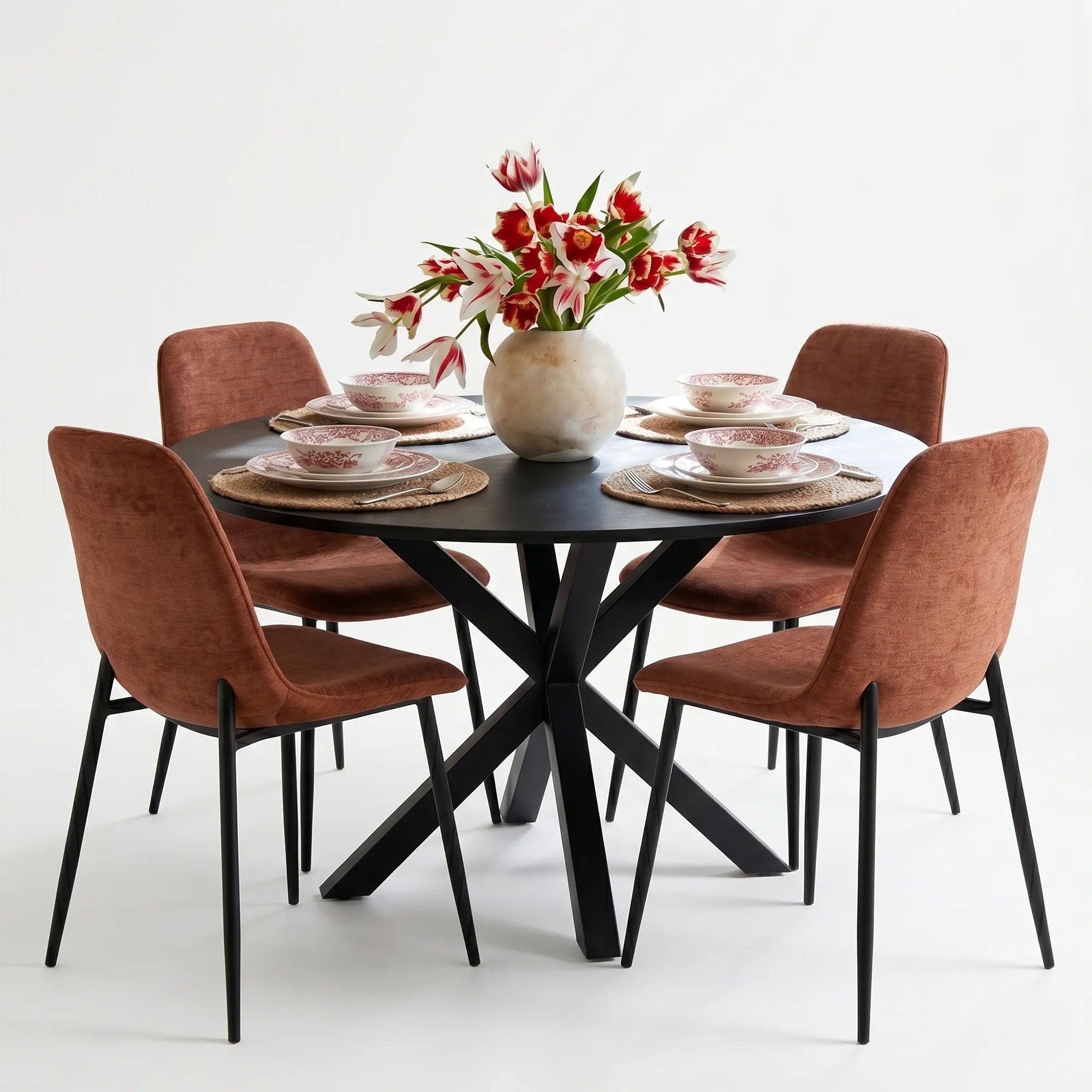 Oliver & Oslo 39" Black Round Dining Table Set for 4 (5-Piece)