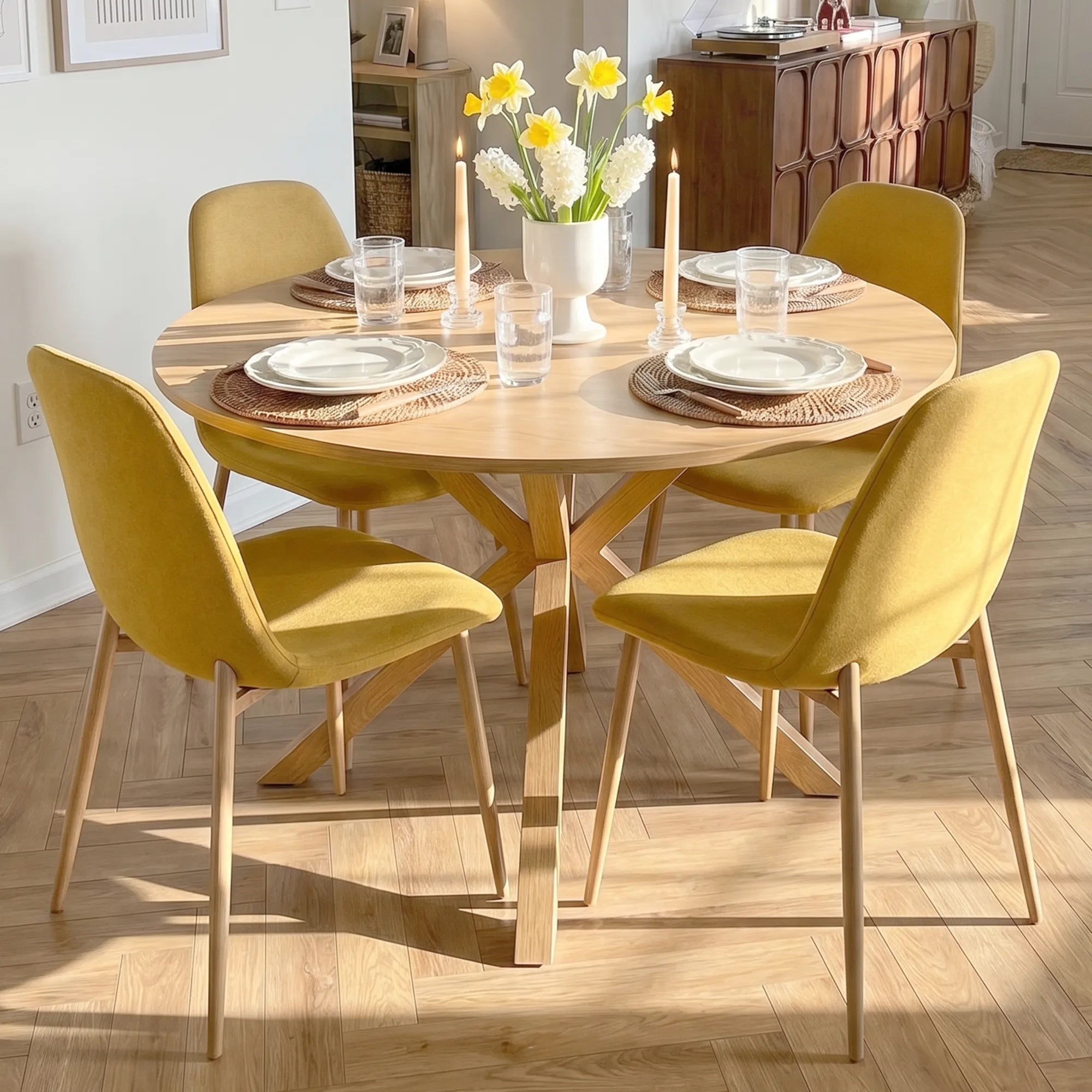 Oliver & Oslo 39" Round Dining Table Set for 4 (5-Piece)