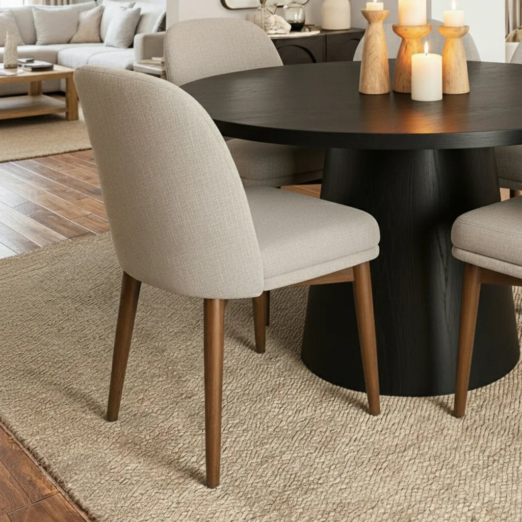 Orchid & Athena 52" Round Solid Oak Dining Table Set for 4 (5-Piece)