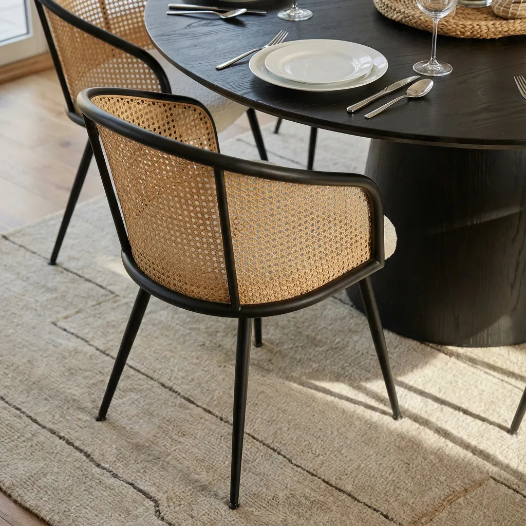 Orchid & Jules 60" Solid Oak Round Dining Table Set for 6 (7-Piece)