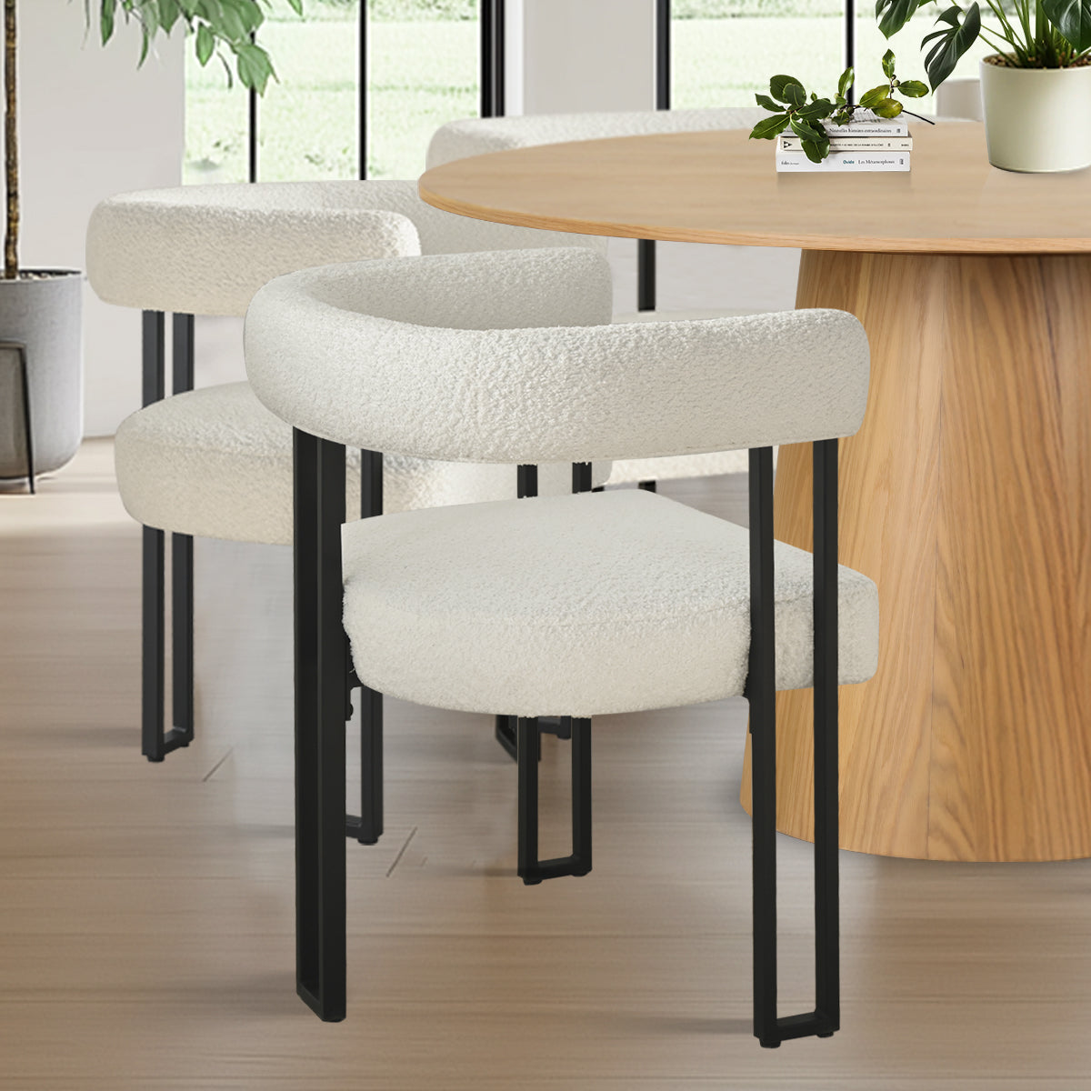 Orchid & Mia 52" Solid Oak Round Dining Table Set for 6 (7-Piece)