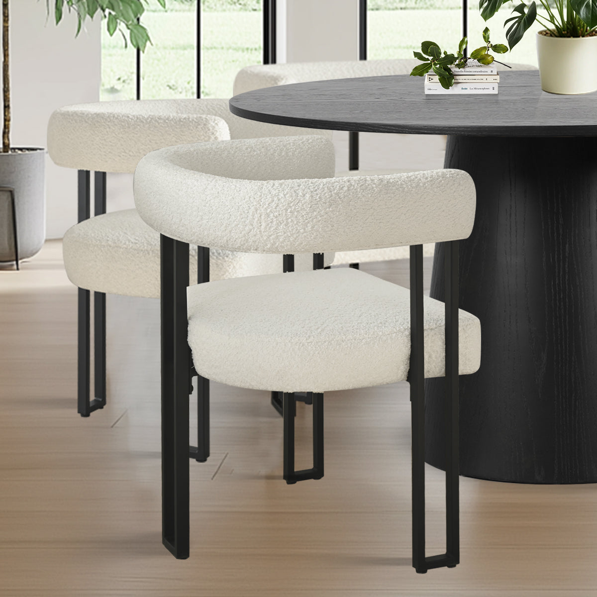 Orchid & Mia 52" Solid Oak Round Dining Table Set for 6 (7-Piece)