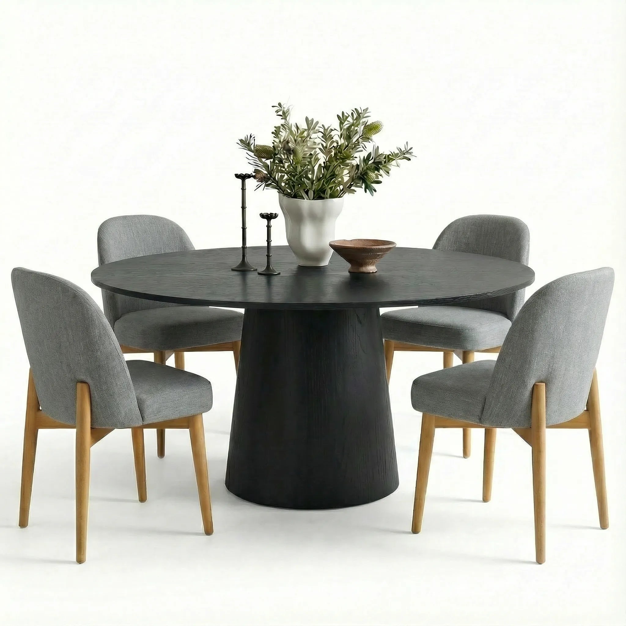 Orchid & Havana 52" Round Solid Oak Dining Table Set for 4 (5-Piece)