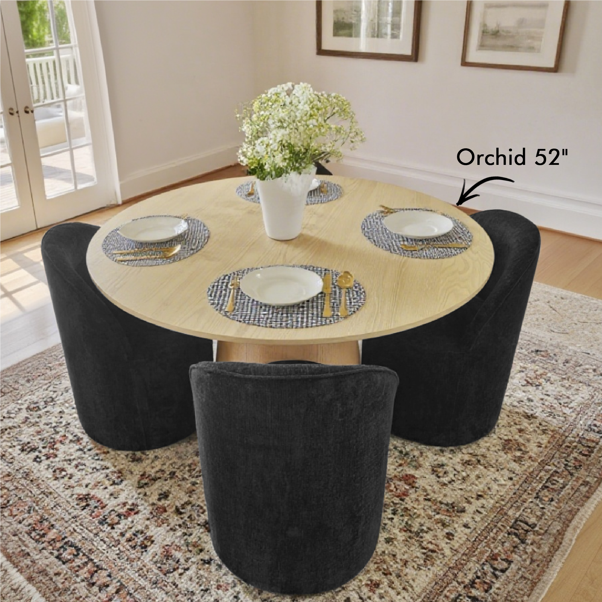 Doris Rolling Upholstered Dining Chair With Castors (Set of 6)