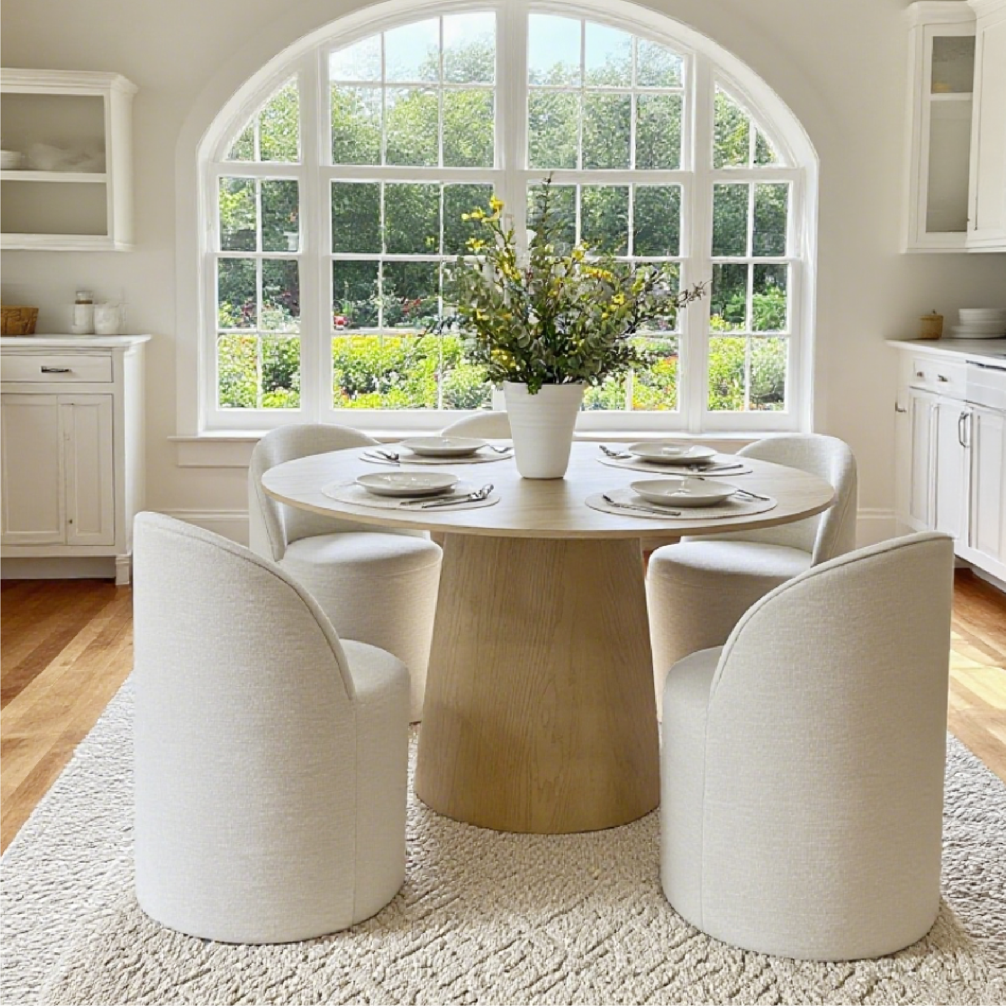 Doris Rolling Upholstered Dining Chair With Castors (Set of 6)