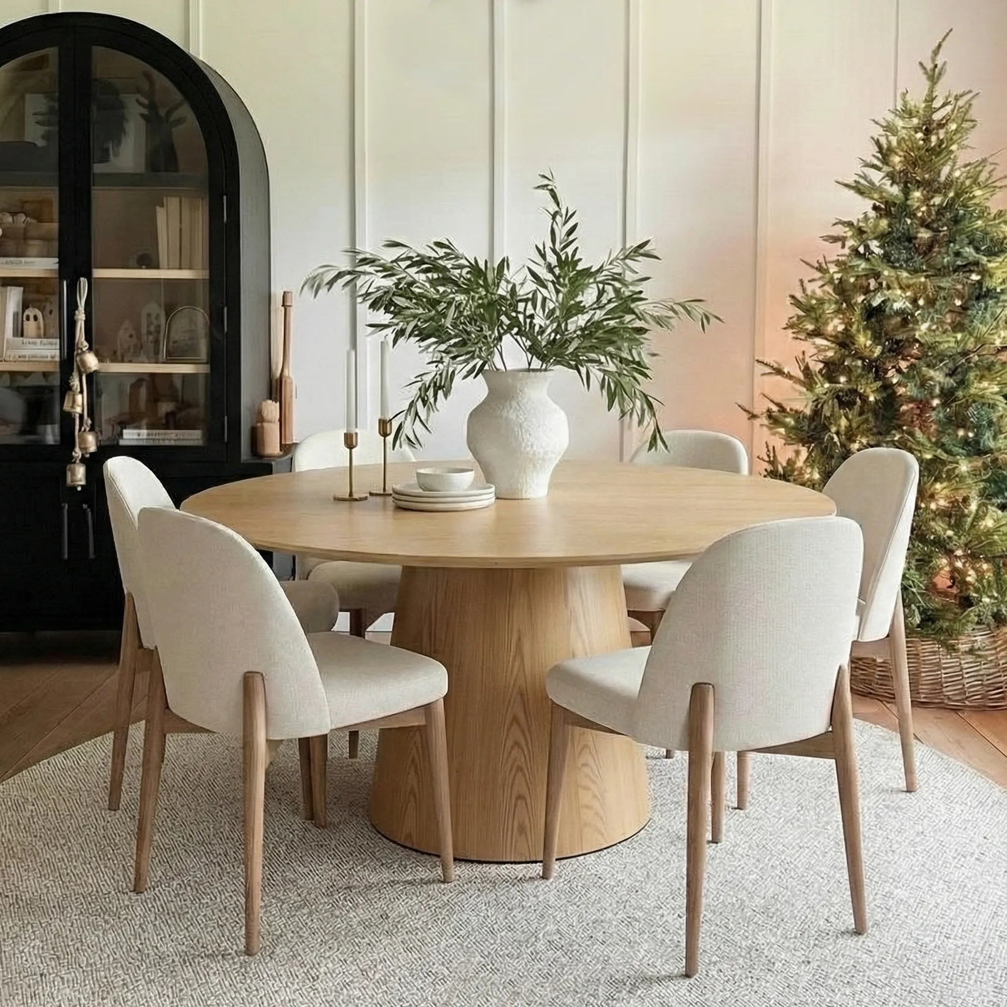 Orchid & Havana 60" Round Natural Dining Table Set for 6 (7-Piece)