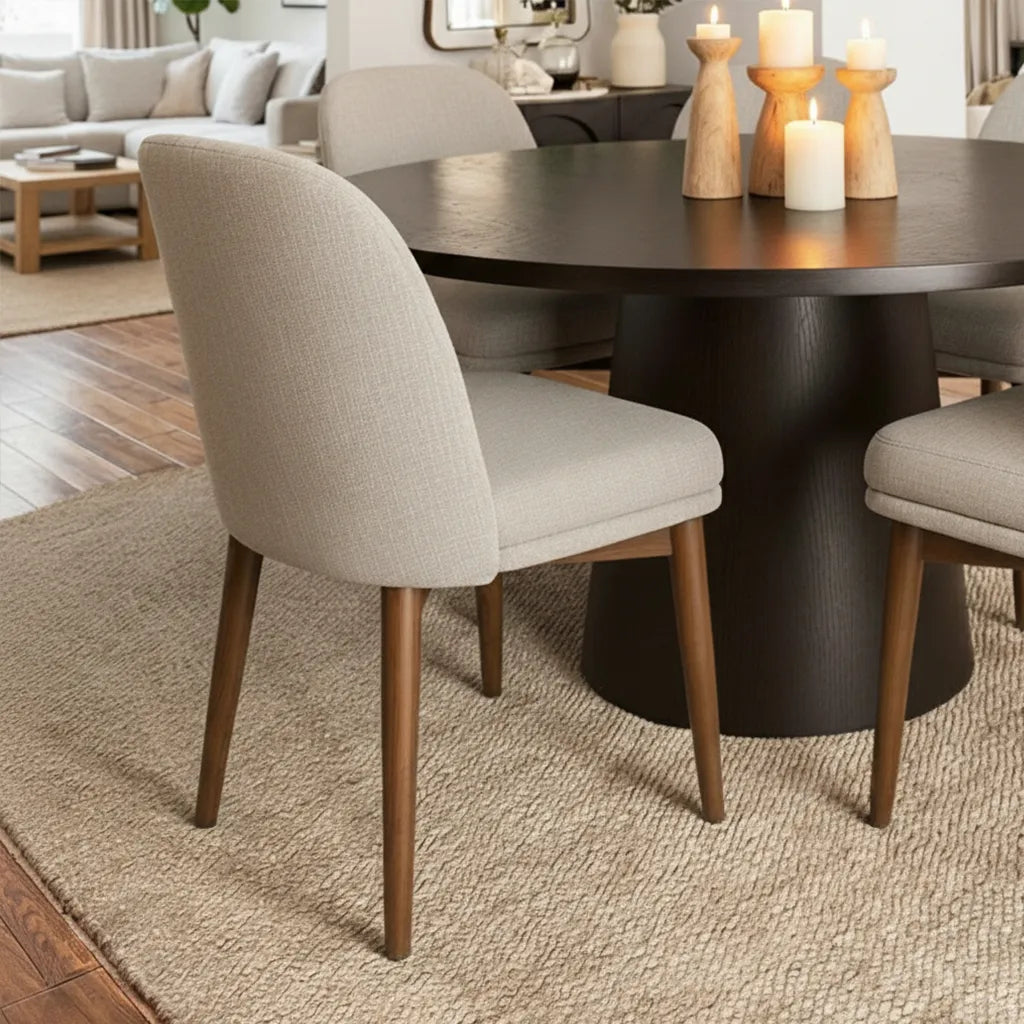 Orchid & Athena 52" Round Solid Oak Dining Table Set for 4 (5-Piece)