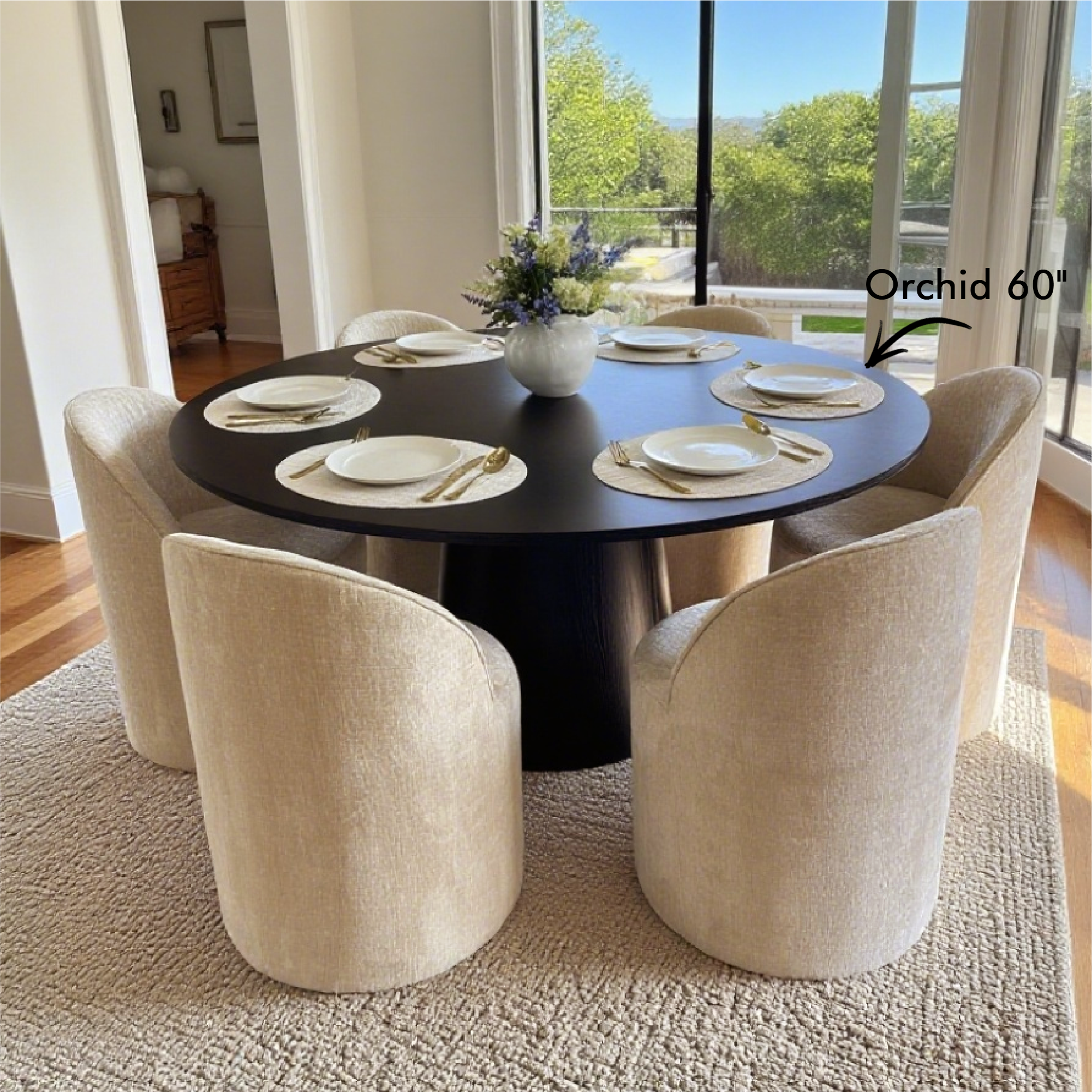 Doris Rolling Upholstered Dining Chair With Castors (Set of 6)