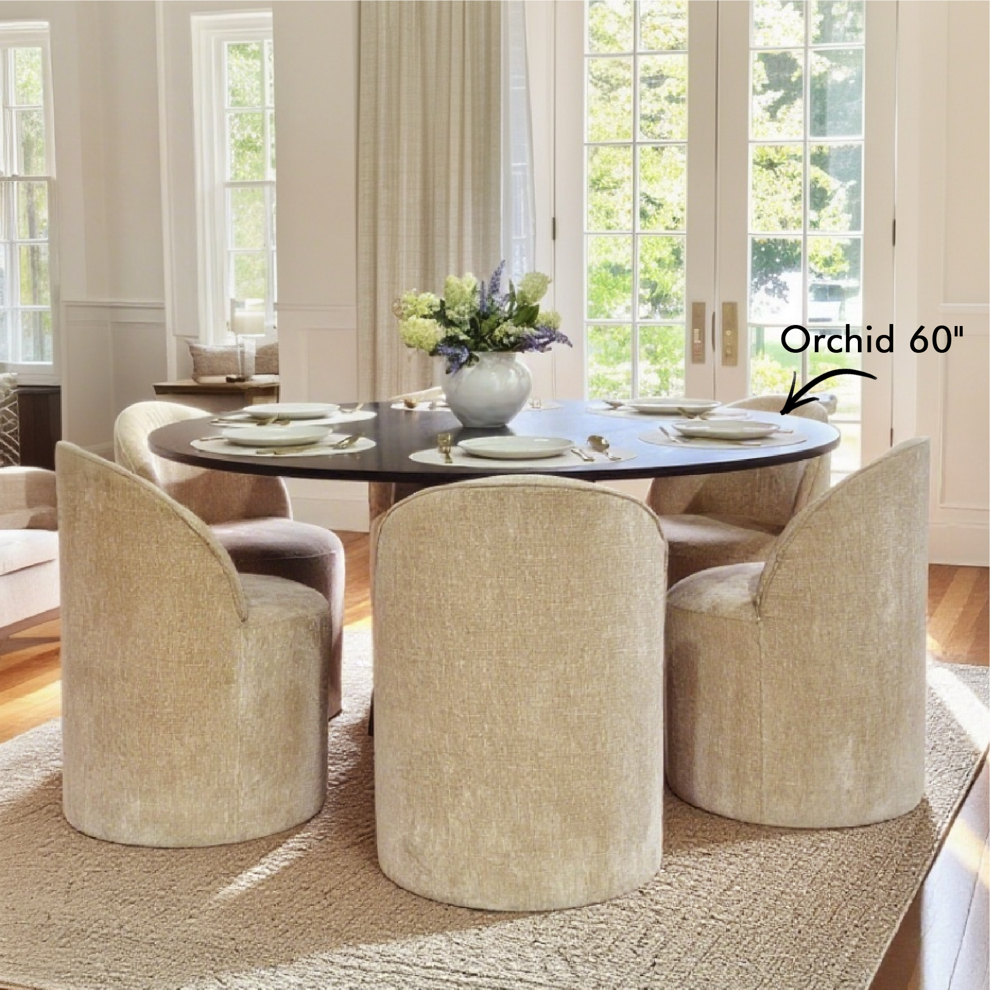 Doris Rolling Upholstered Dining Chair With Castors (Set of 6)