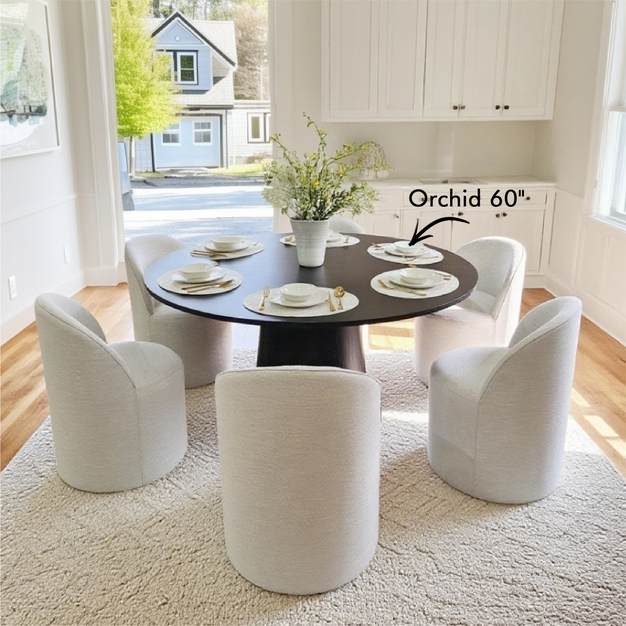 Doris Rolling Upholstered Dining Chair With Castors (Set of 6)