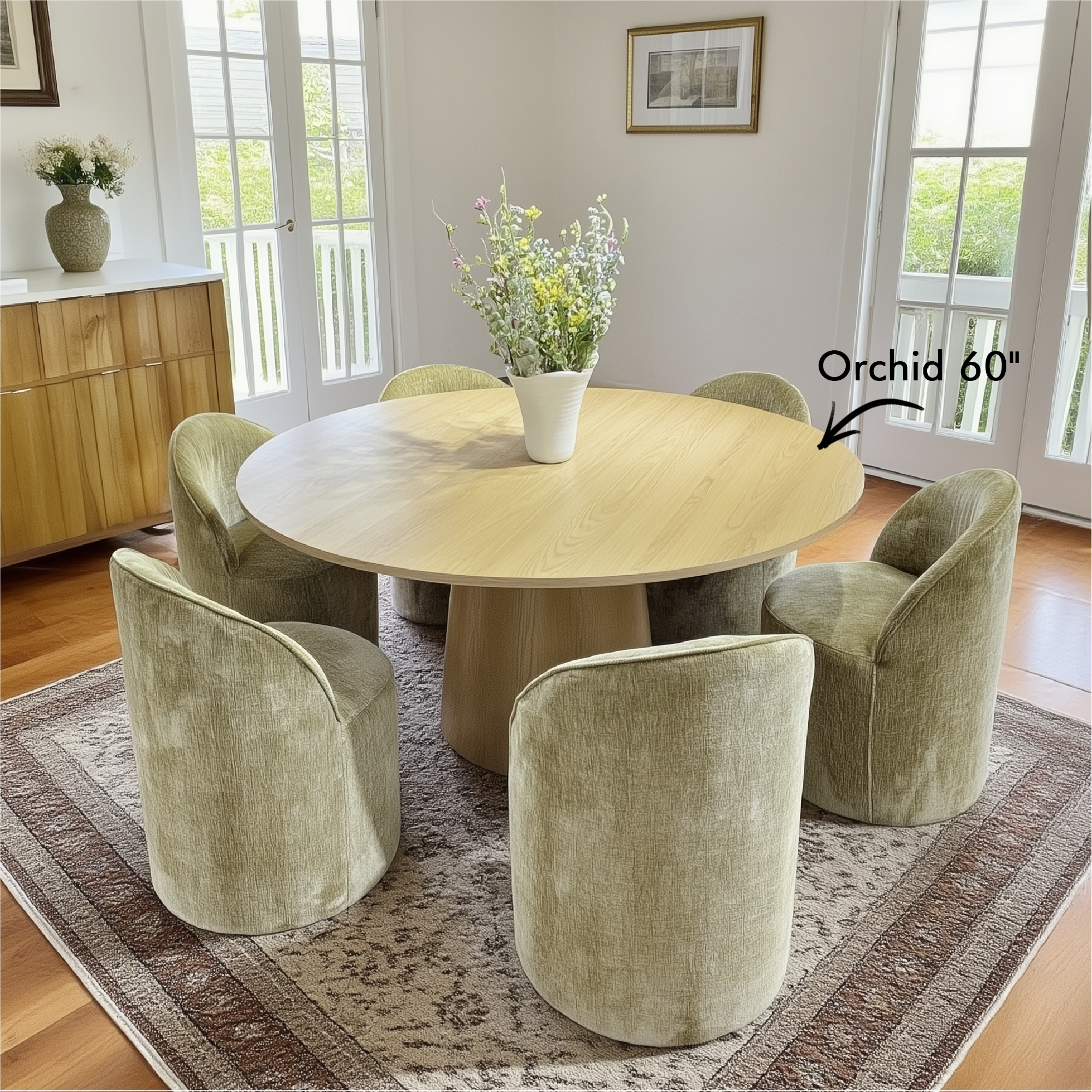 Doris Rolling Upholstered Dining Chair With Castors (Set of 6)