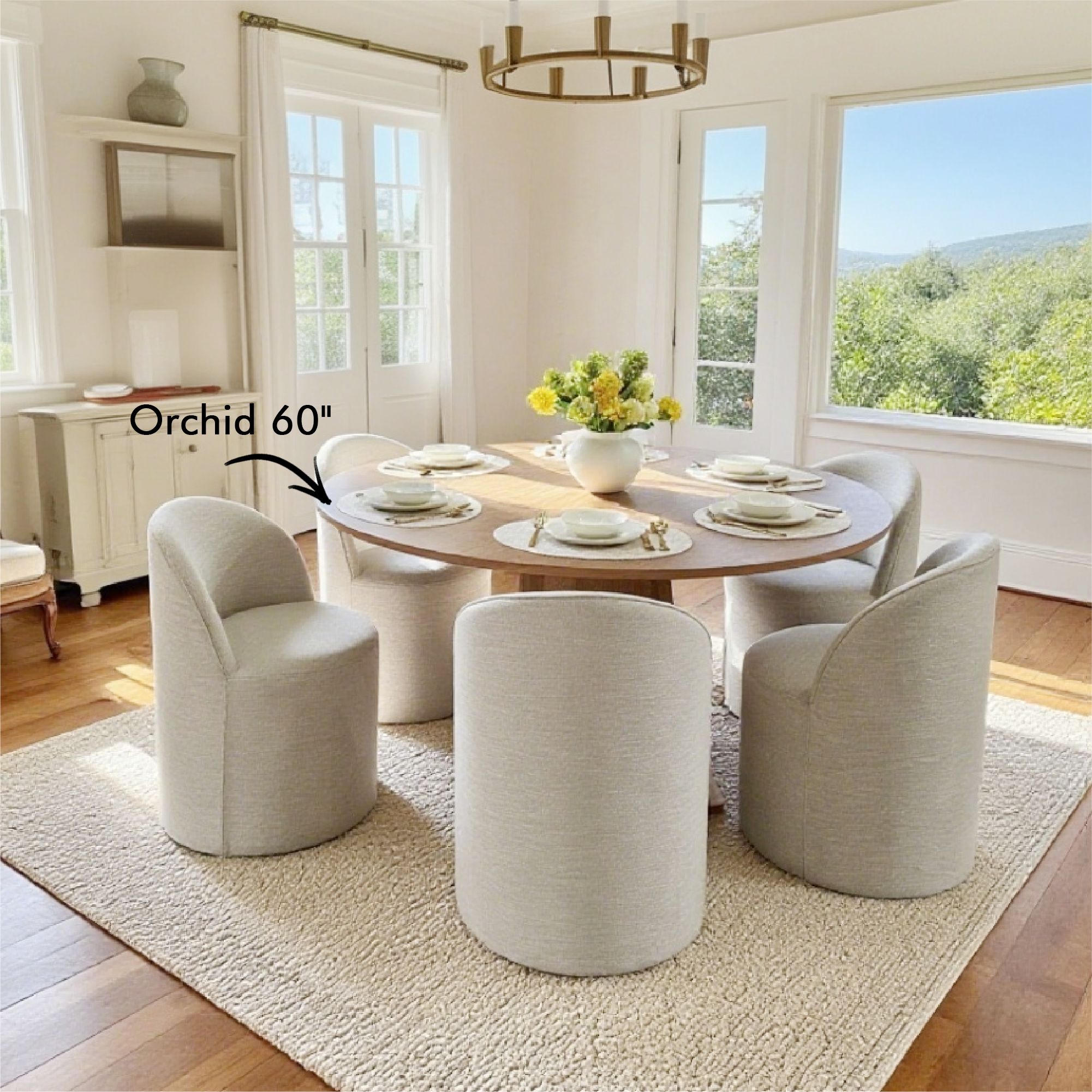 Doris Rolling Upholstered Dining Chair With Castors (Set of 6)