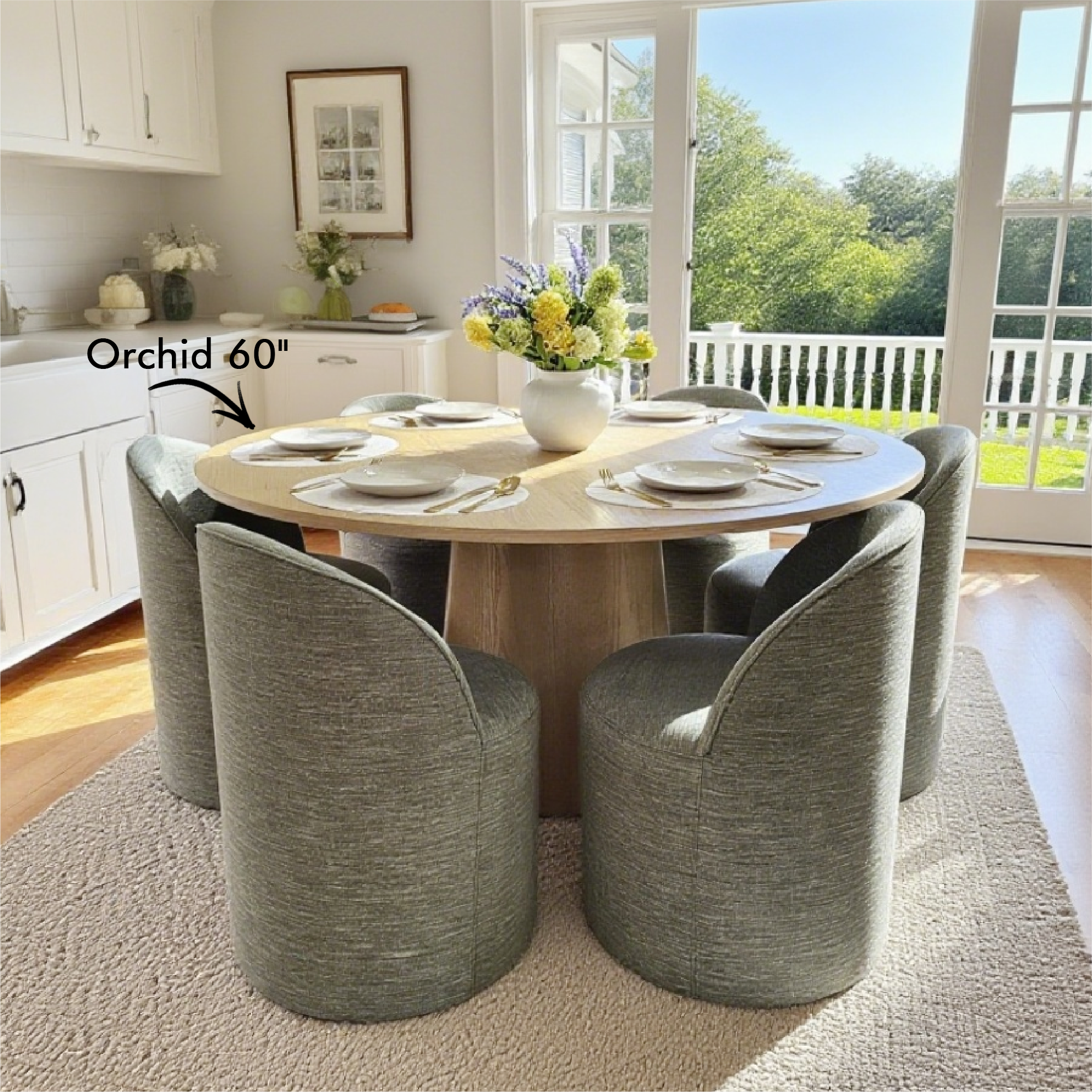 Doris Rolling Upholstered Dining Chair With Castors (Set of 6)