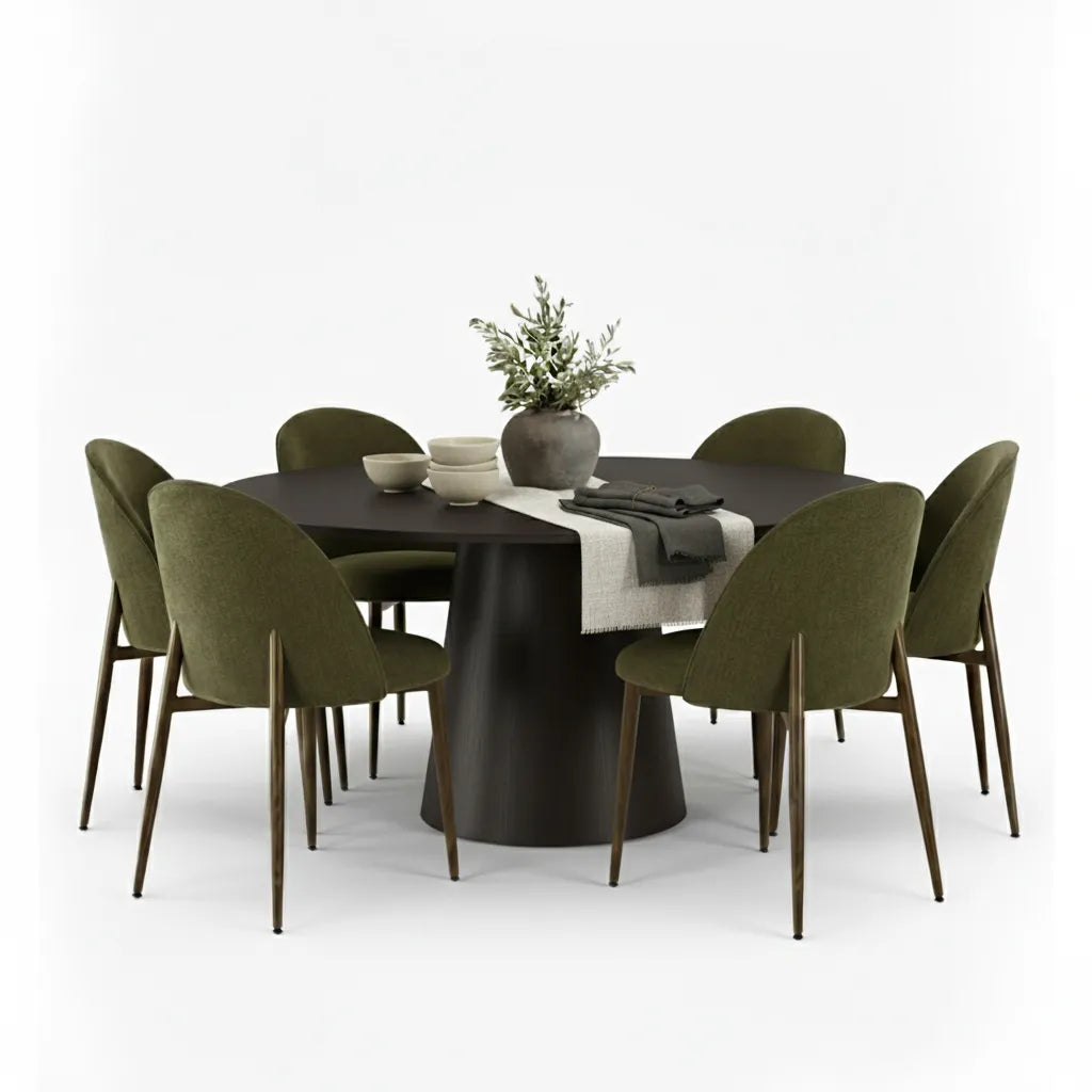 Orchid & Goteborg 60" Round Solid Oak Dining Table Set for 6 (7-Piece)