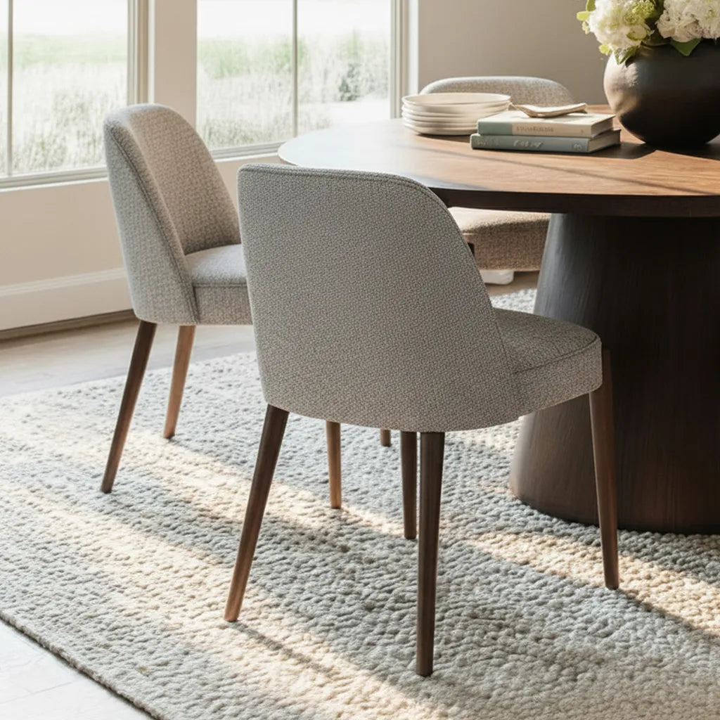 Orchid & London 60" Round Solid Oak Dining Table Set for 6 (7-Piece)