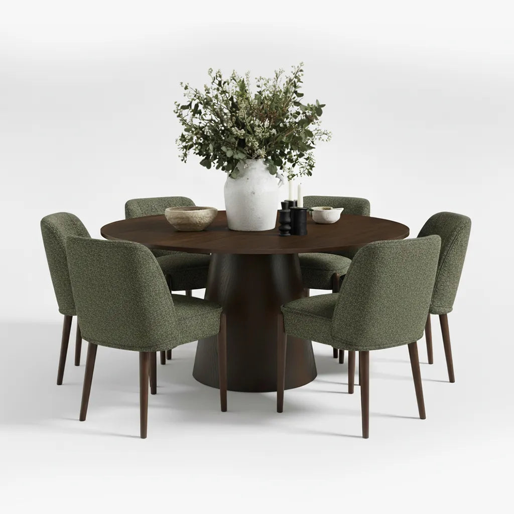 Orchid & London 60" Round Solid Oak Dining Table Set for 6 (7-Piece)