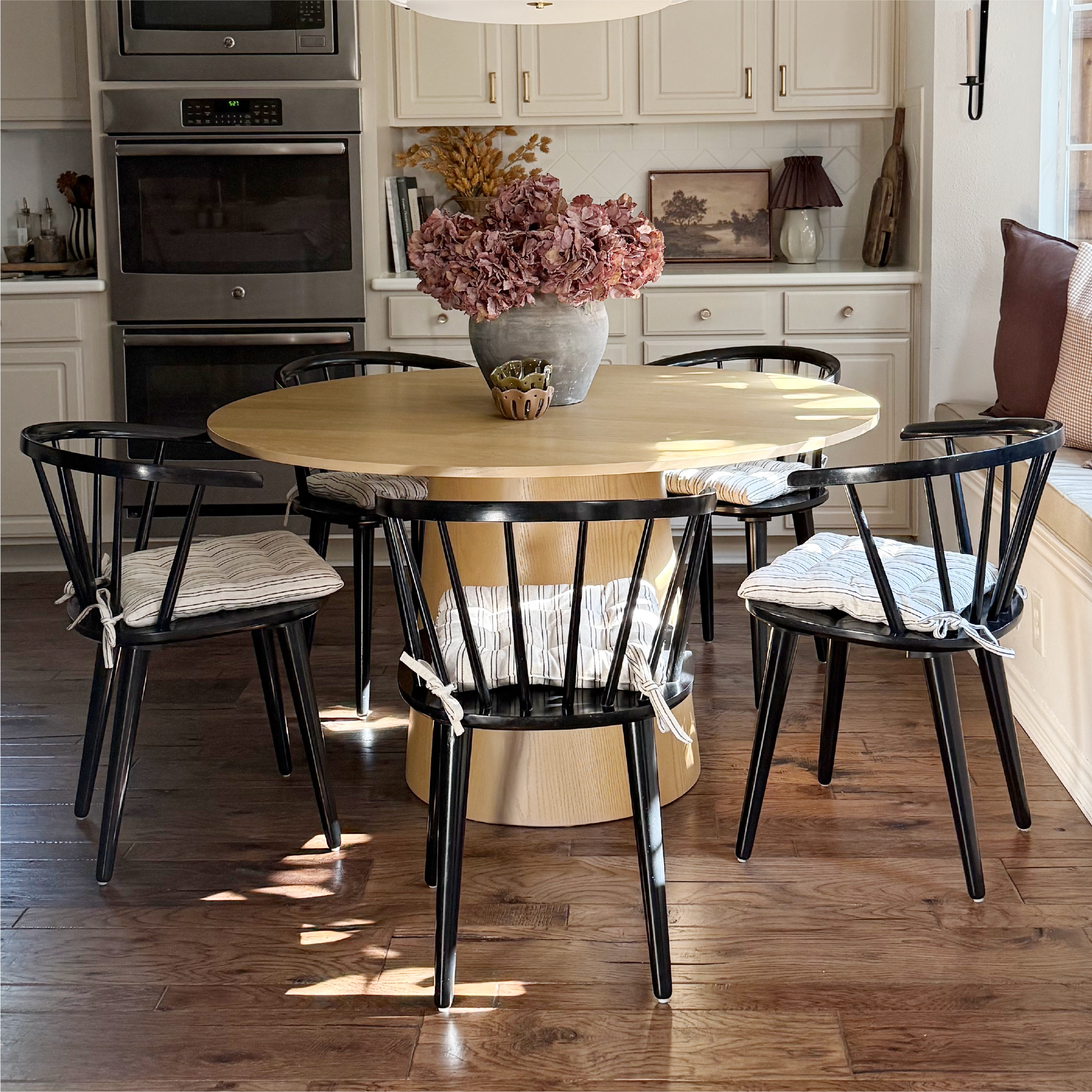 Orchid 52" Solid Oak Wood Round Pedestal Dining Table