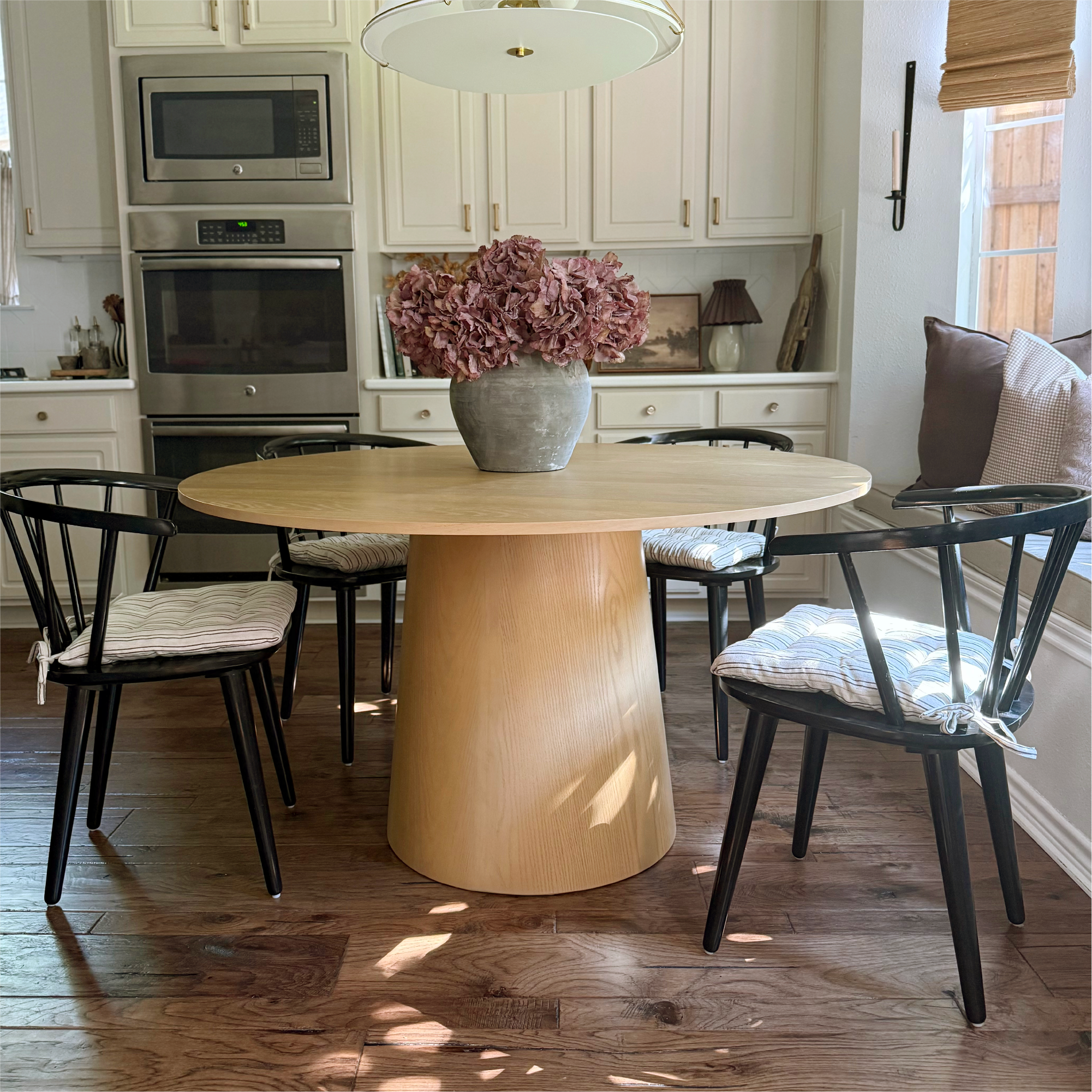 Orchid 52" Solid Oak Wood Round Pedestal Dining Table