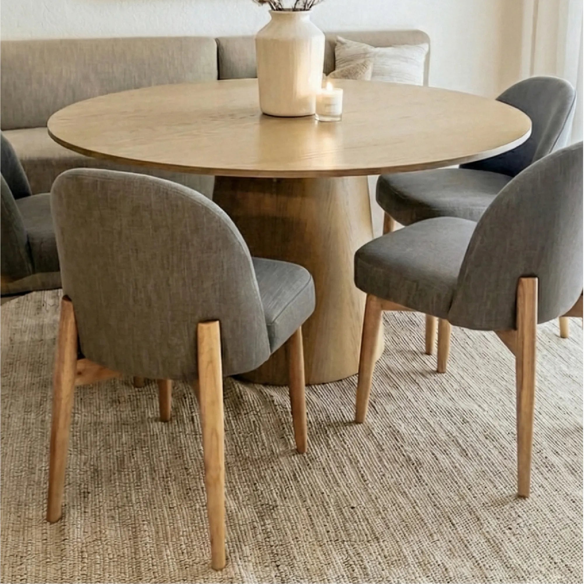 Orchid & Havana 60" Round Natural Dining Table Set for 6 (7-Piece)