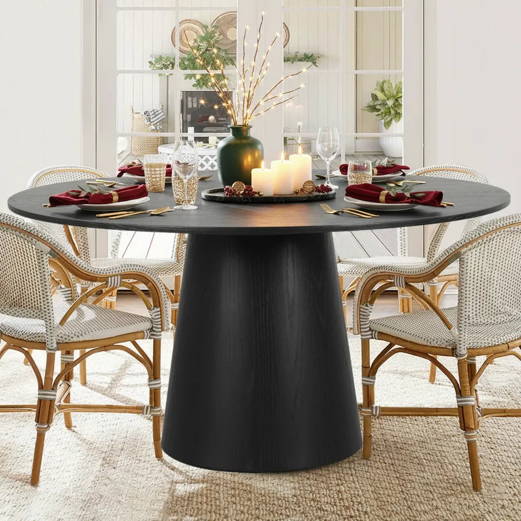 Orchid 60" Oak Round Pedestal Dining Table