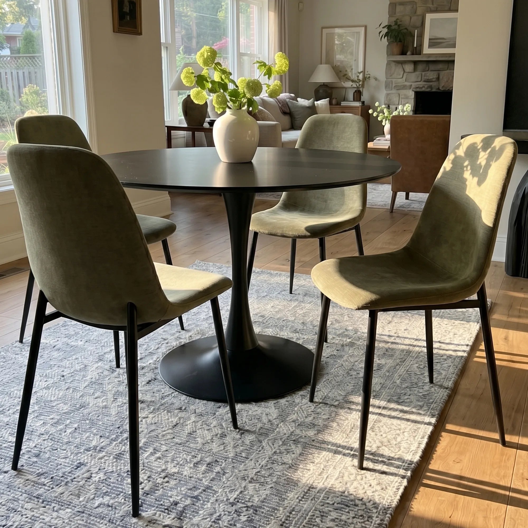 Oslo Modern Chenille Dining Chair with Metal Legs (Set of 4)