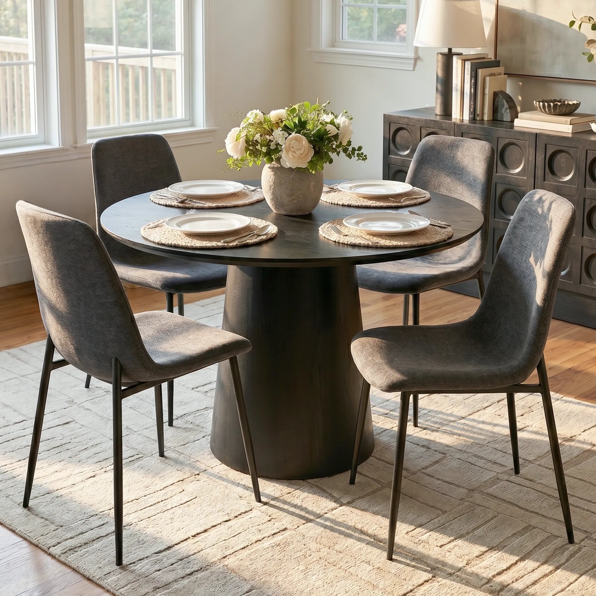 Oslo Modern Chenille Dining Chair with Metal Legs (Set of 4)