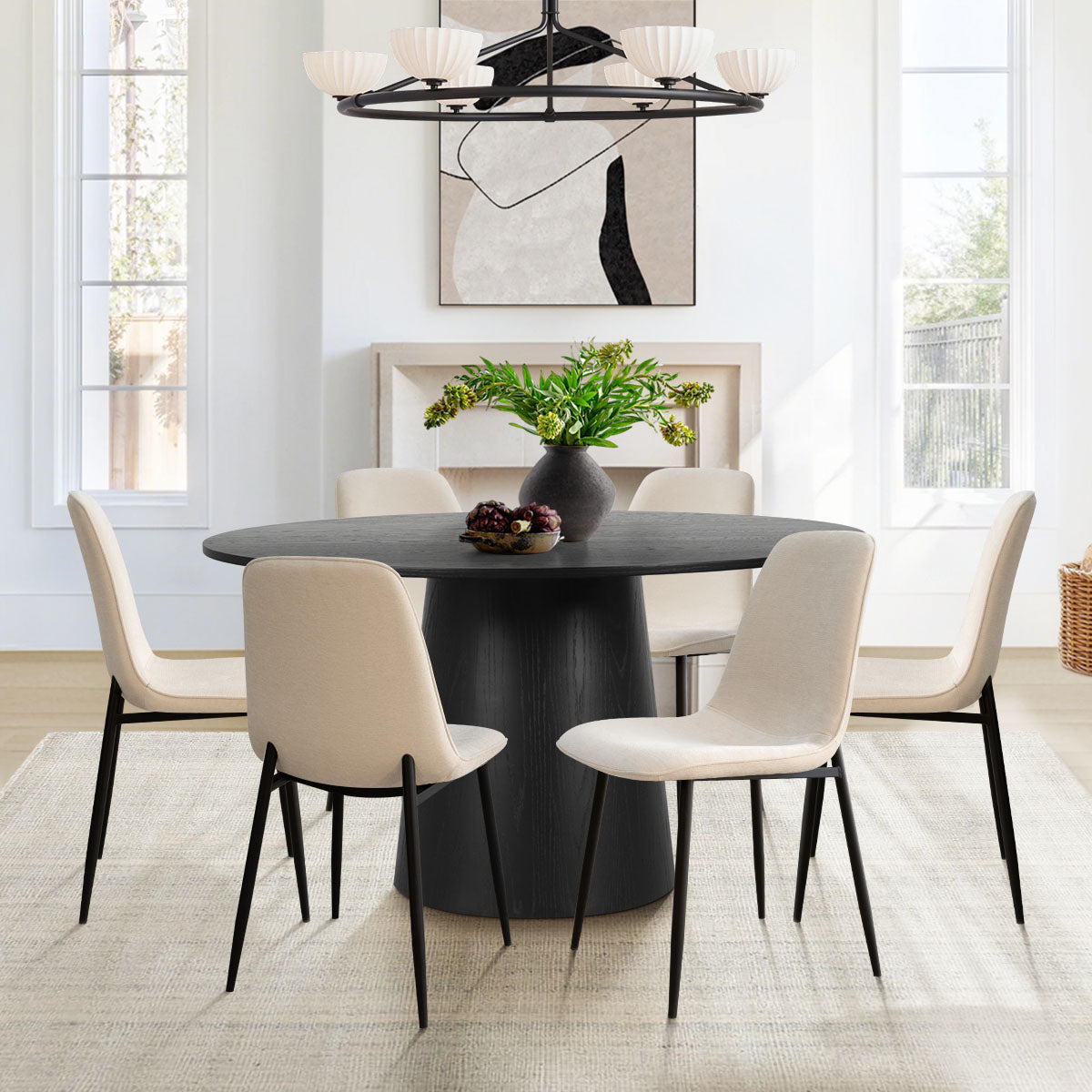 Oslo Modern Chenille Dining Chair with Metal Legs (Set of 6)