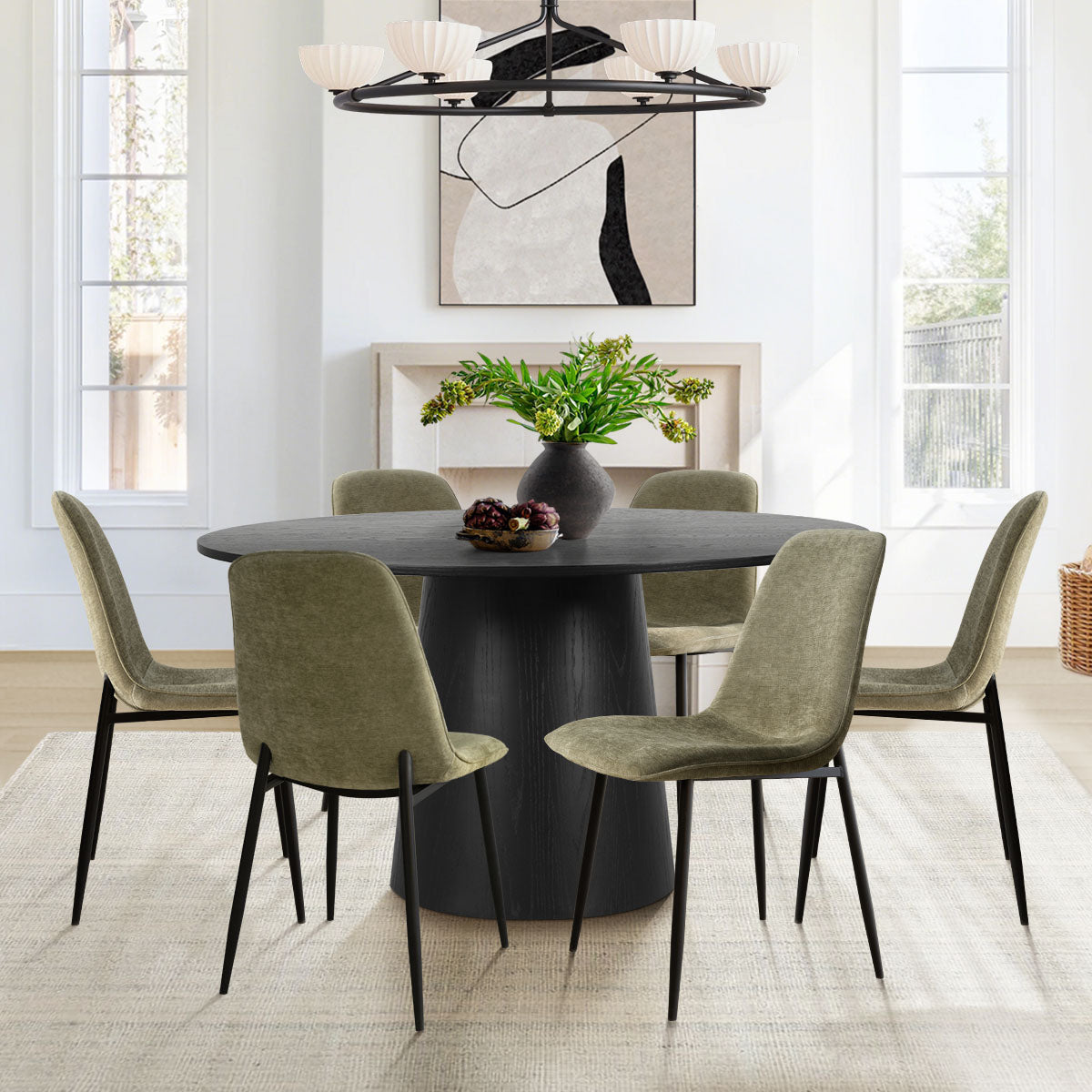 Oslo Modern Chenille Dining Chair with Metal Legs (Set of 6)