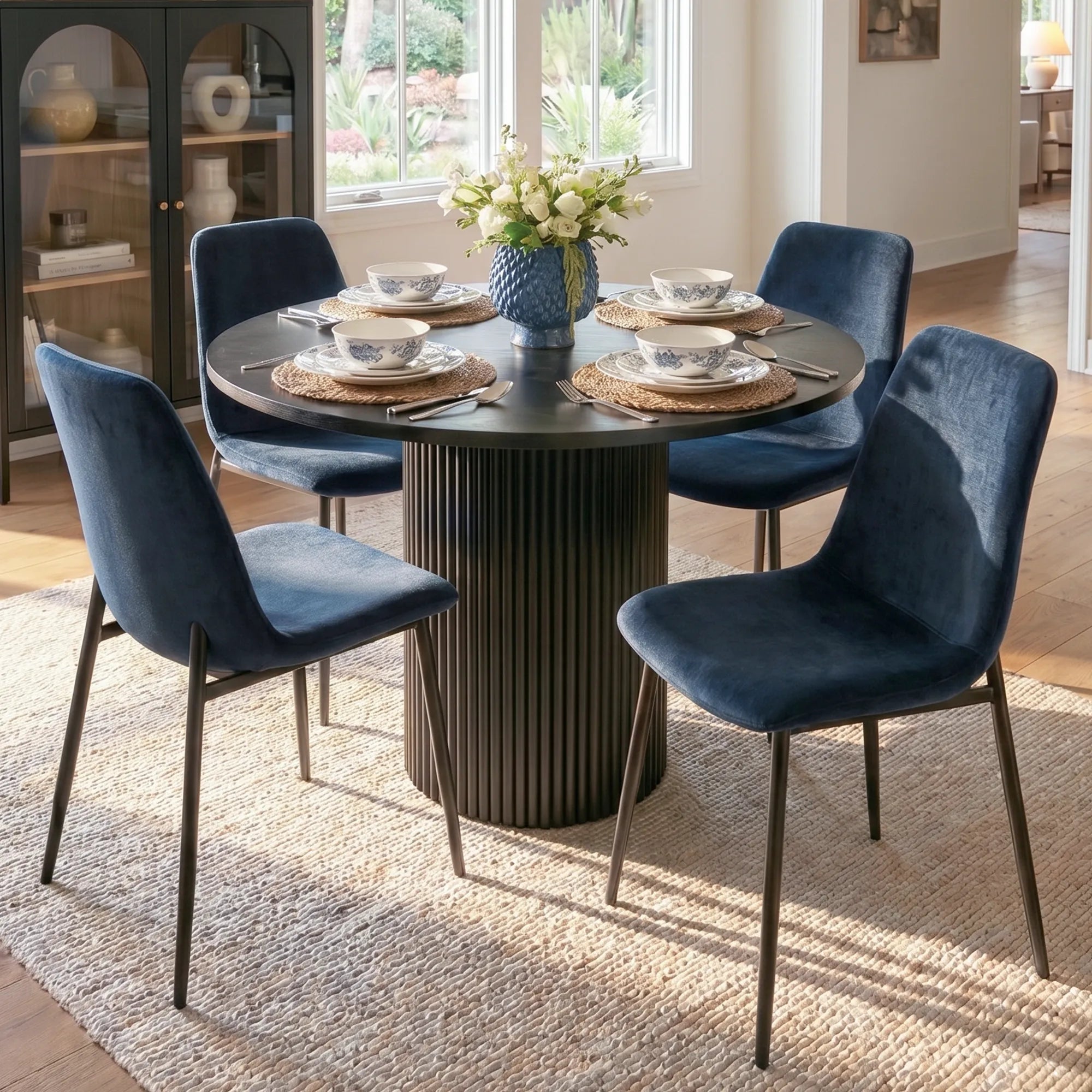 Oslo Modern Chenille Dining Chair with Metal Legs (Set of 4)