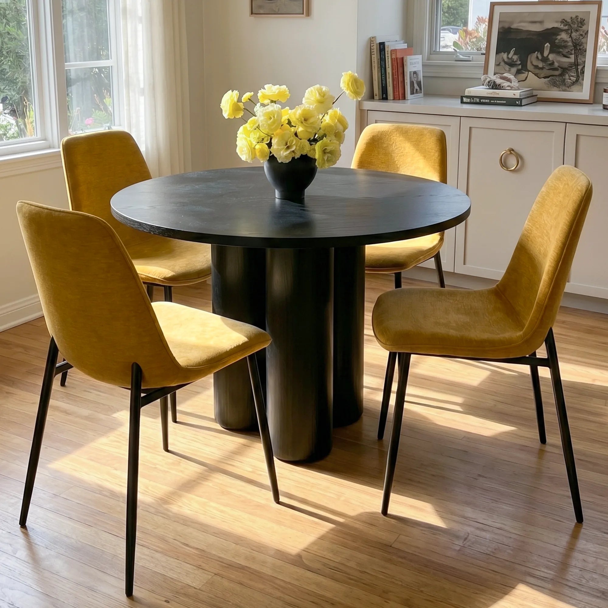 Oslo Modern Chenille Dining Chair with Metal Legs (Set of 4)