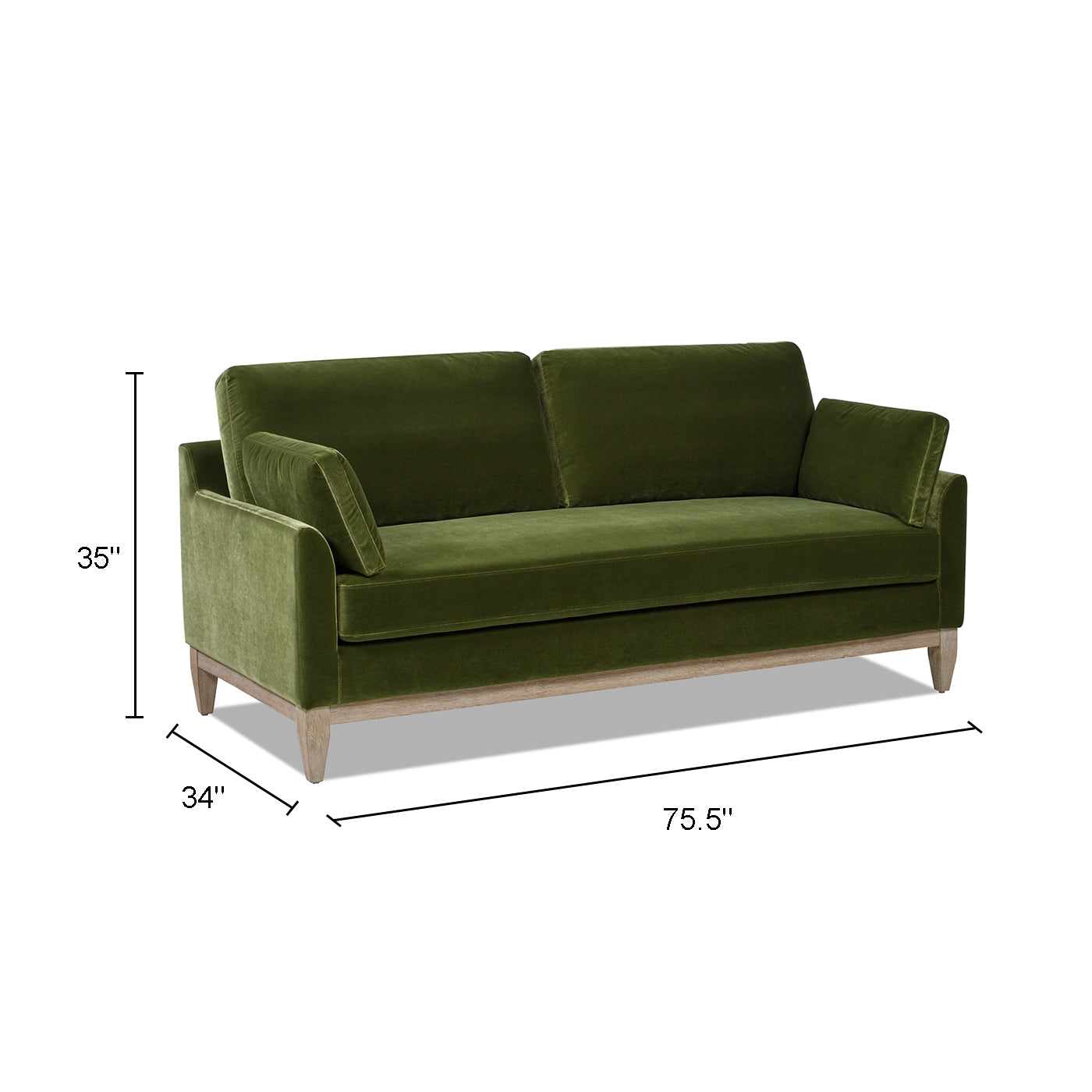 Portland 75.5" Modern Velvet Sofa