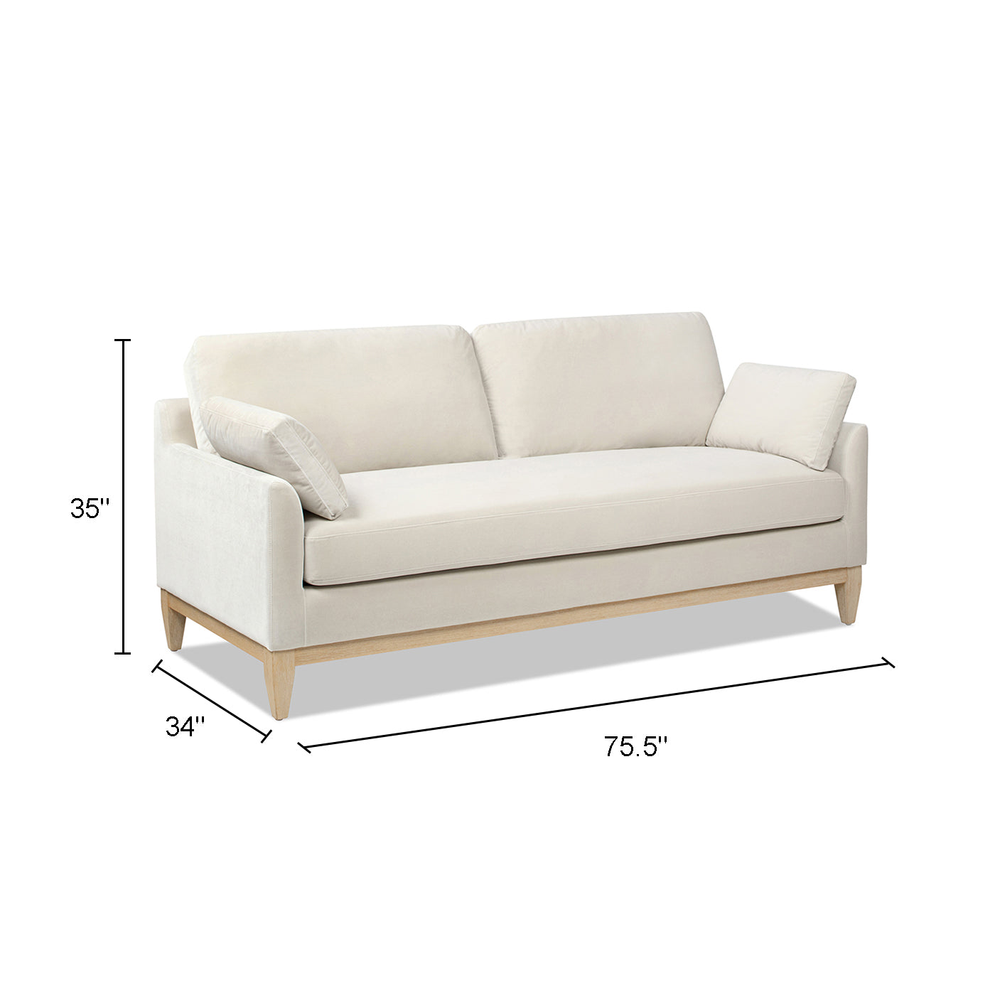 Portland 75.5" Modern Velvet Sofa