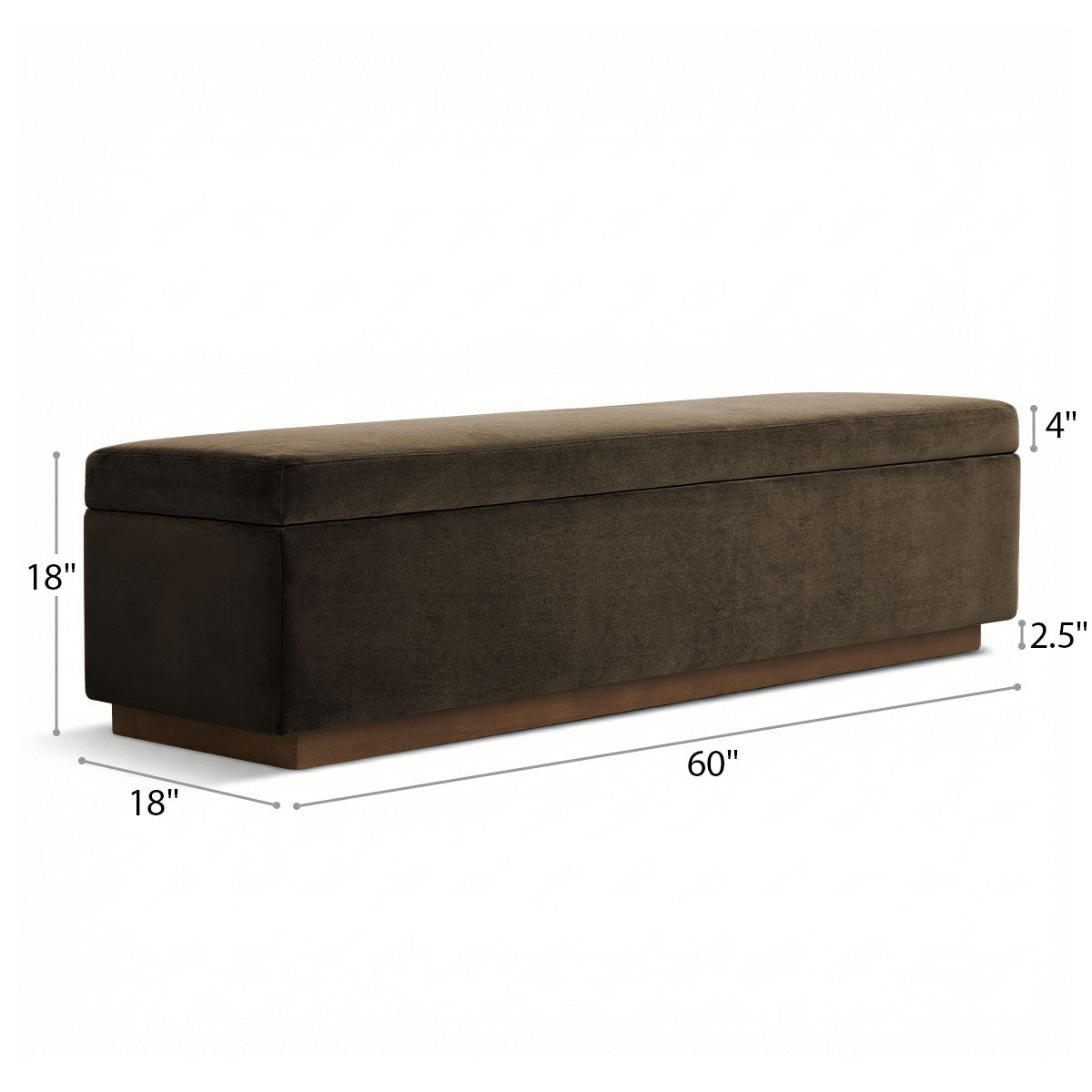 Paxton 60" Velvet Storage Bench with Hidden Lift Top
