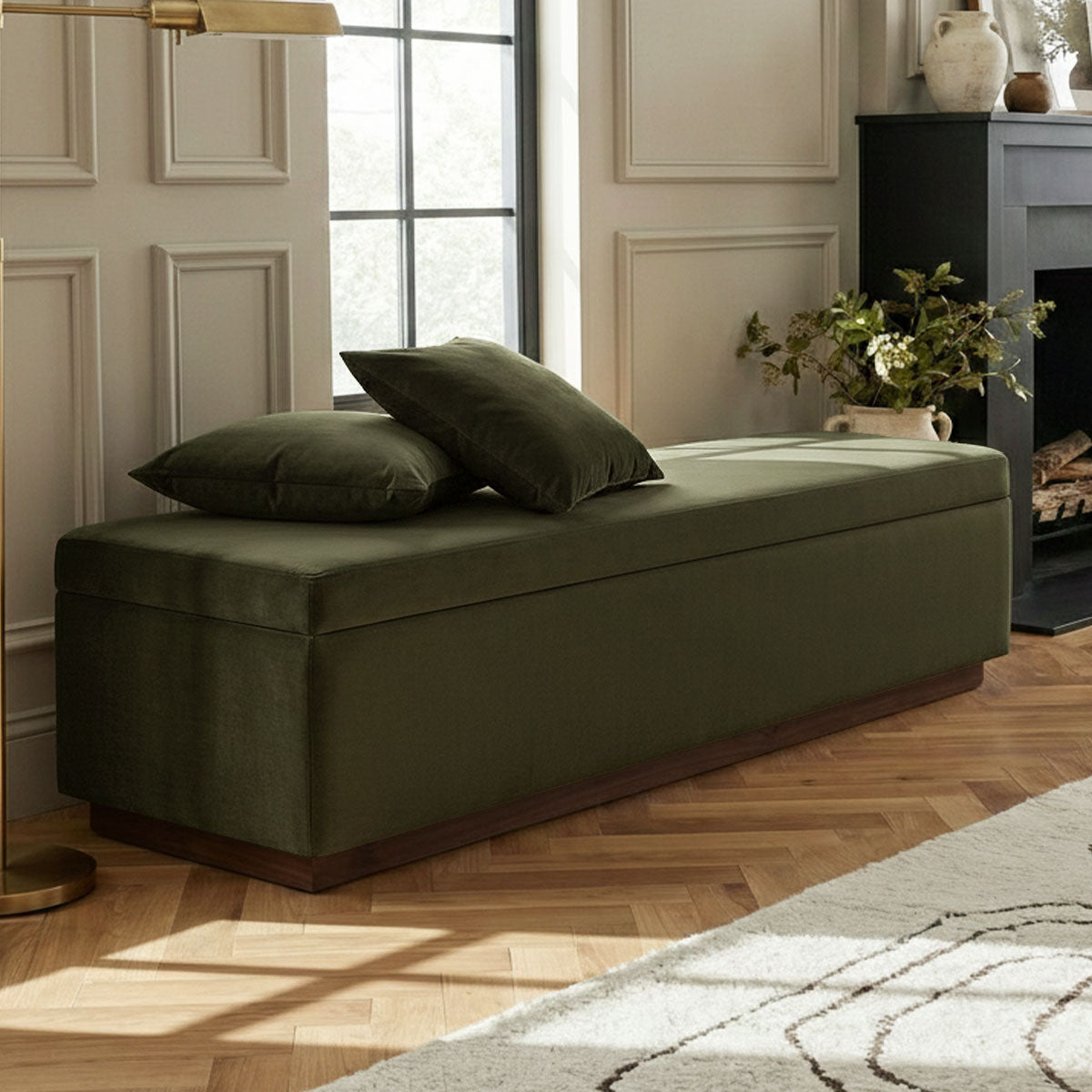 Paxton 60" Velvet Storage Bench with Hidden Lift Top