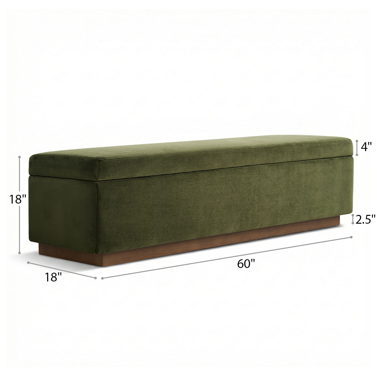 Paxton 60" Velvet Storage Bench with Hidden Lift Top