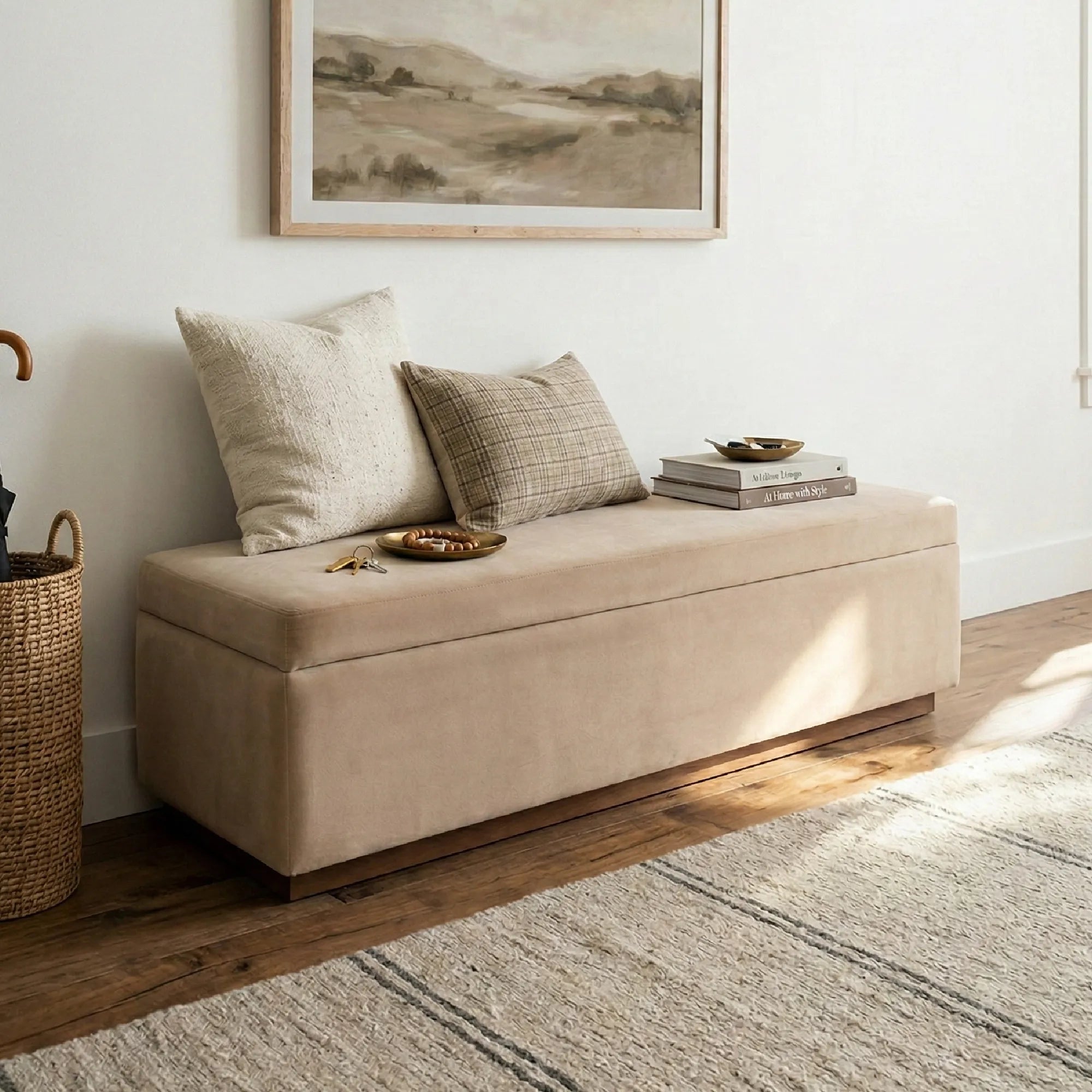 Paxton 60" Velvet Storage Bench with Hidden Lift Top