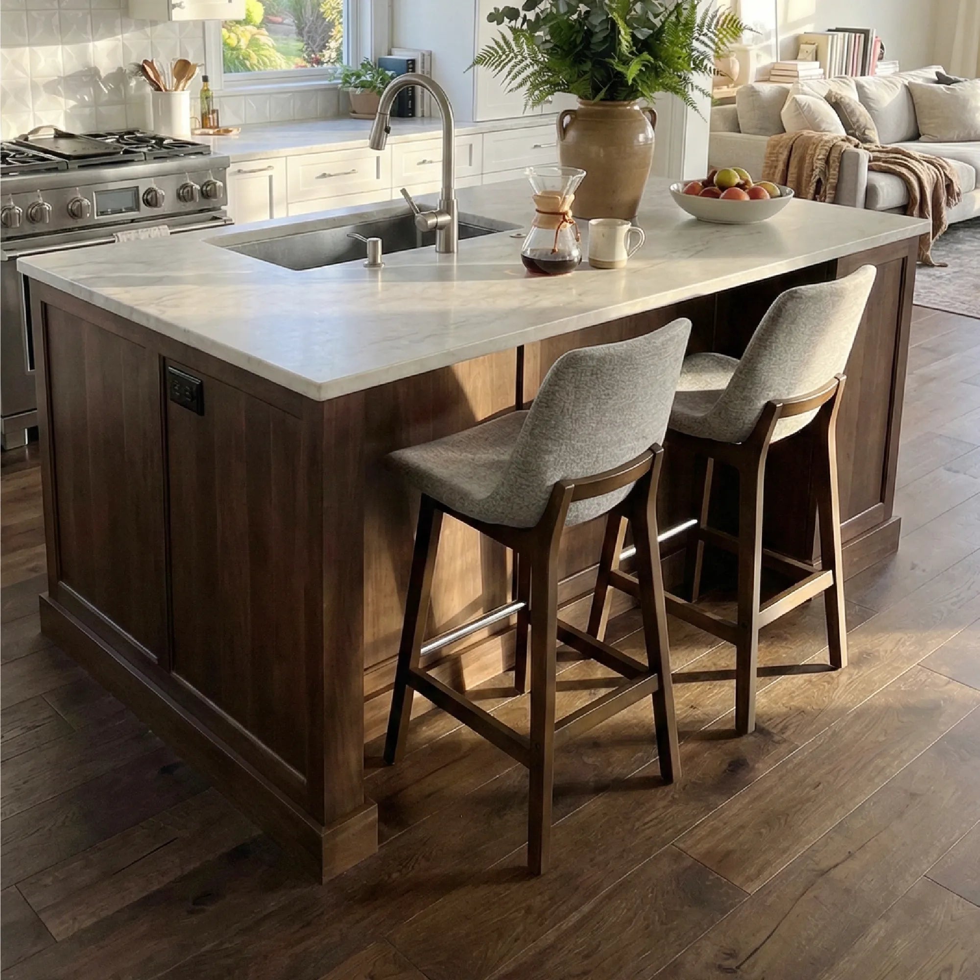 South 28.5" Modern Upholstered Bar Stool (Set of 2)