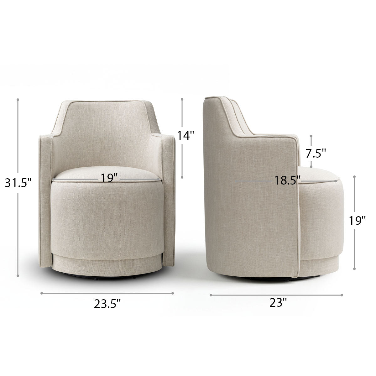 Yisa Modern Swivel Small Barrel Chair (1-Piece)
